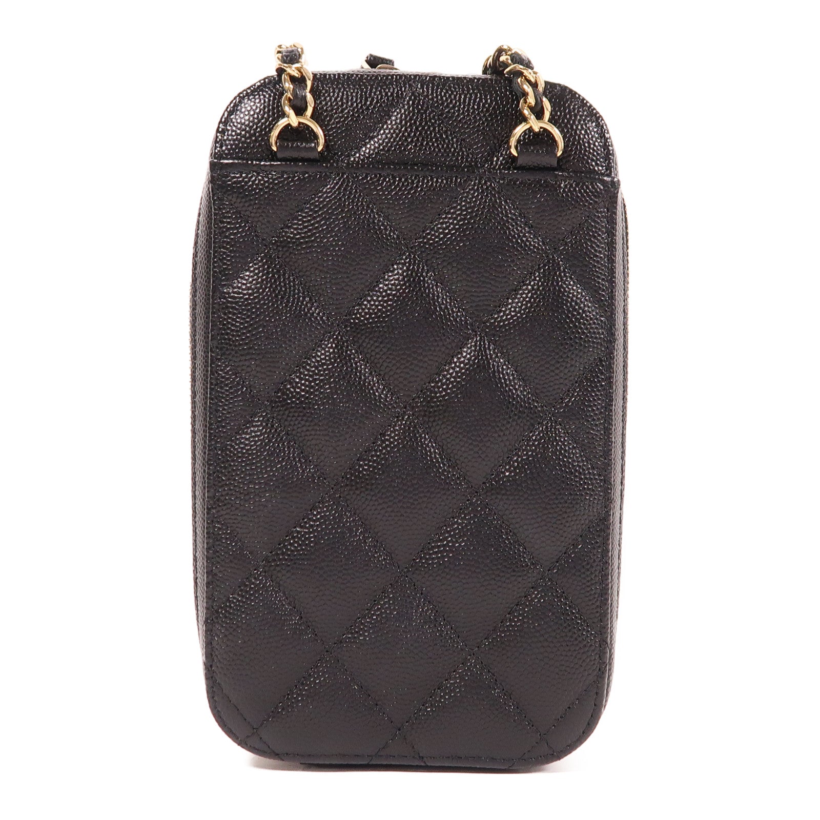 CHANEL 牛皮皮革Phone Holder金扣鏈帶肩背袋