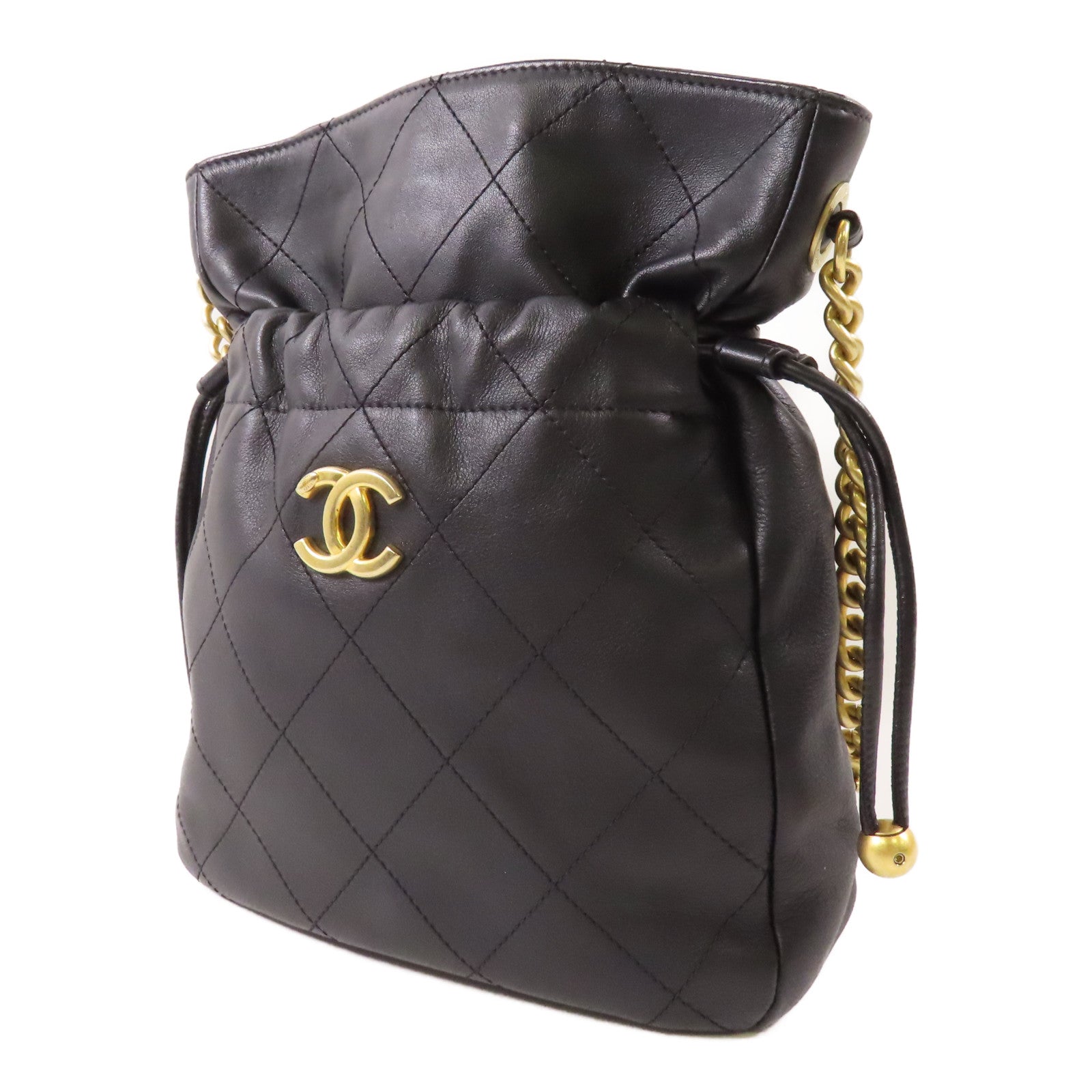 CHANEL 牛皮皮革Chain Shoulder金扣鏈帶肩背袋