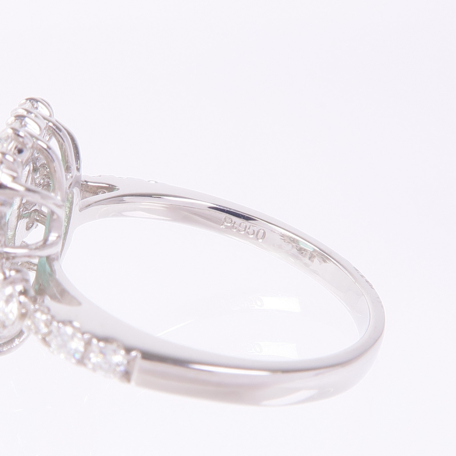 JEWELRY PT950鉑金Emerald Diamond Ring綠寶石/鑽石戒指US#5.5