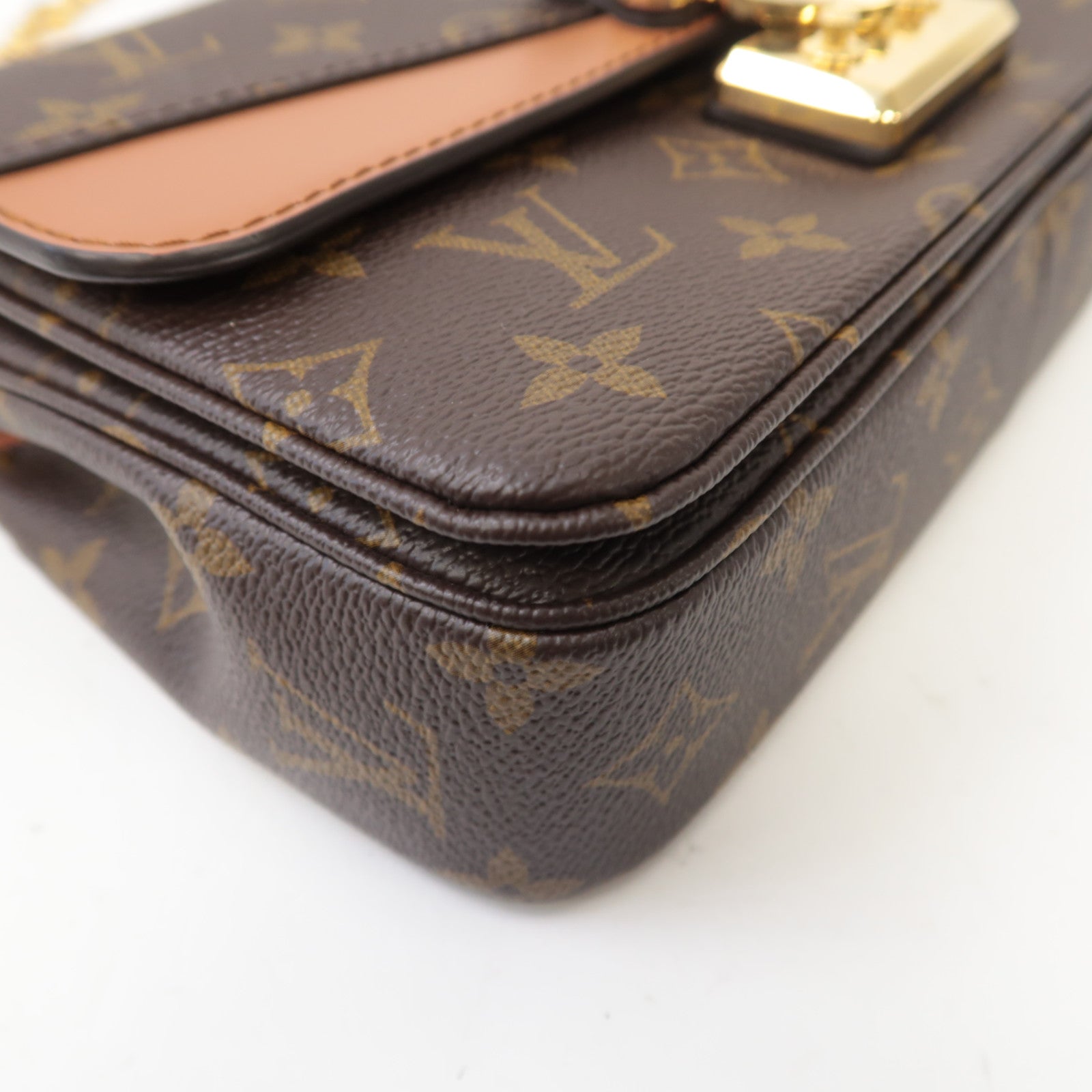 LOUIS VUITTON Monogram Marceau金扣鏈帶肩背袋棕色