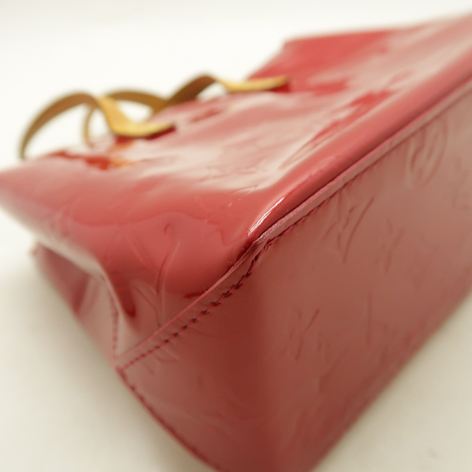 LOUIS VUITTON Vernis Reade PM金扣手挽袋紅色