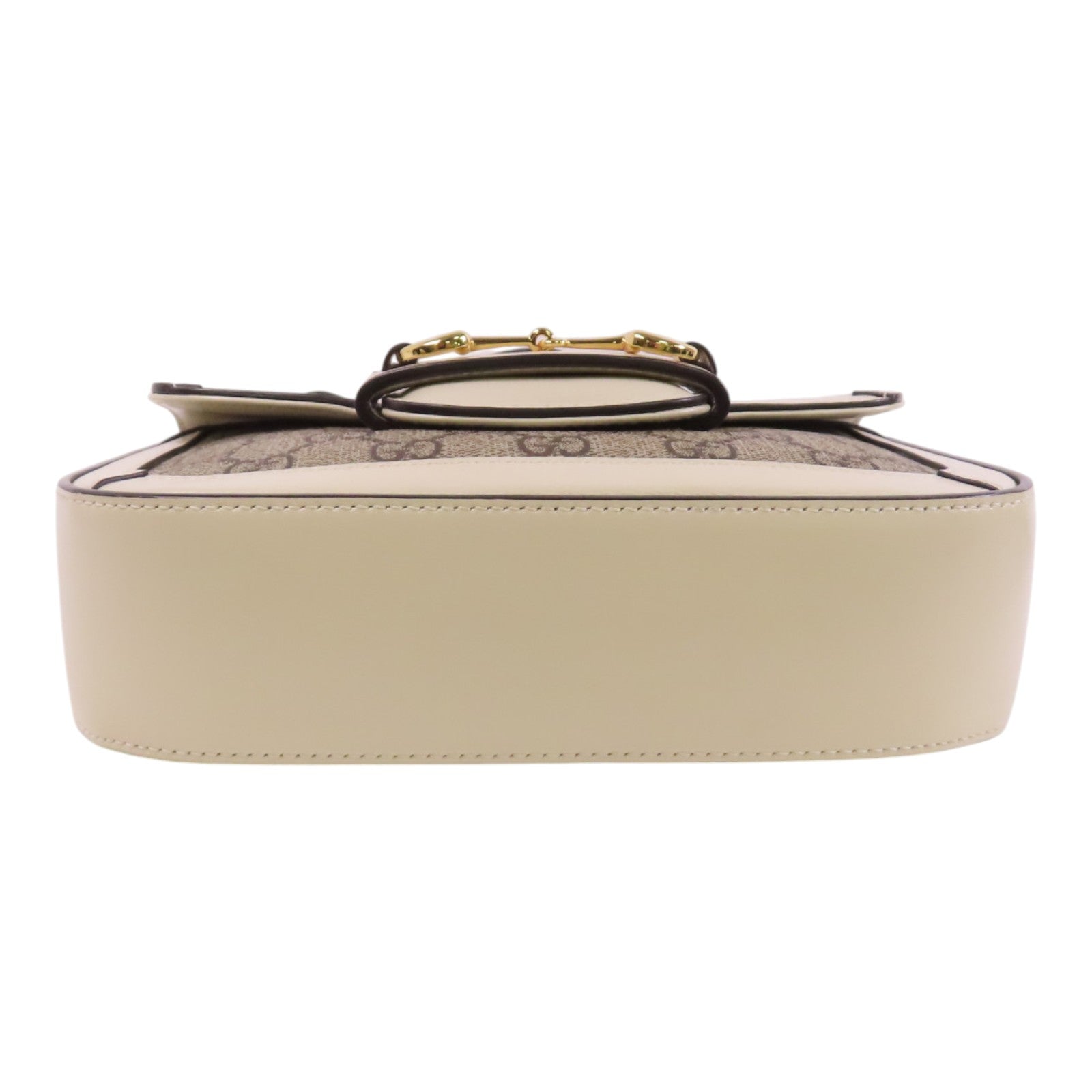 GUCCI 塗層帆布/牛皮皮革Horsebit 1955金扣肩背袋