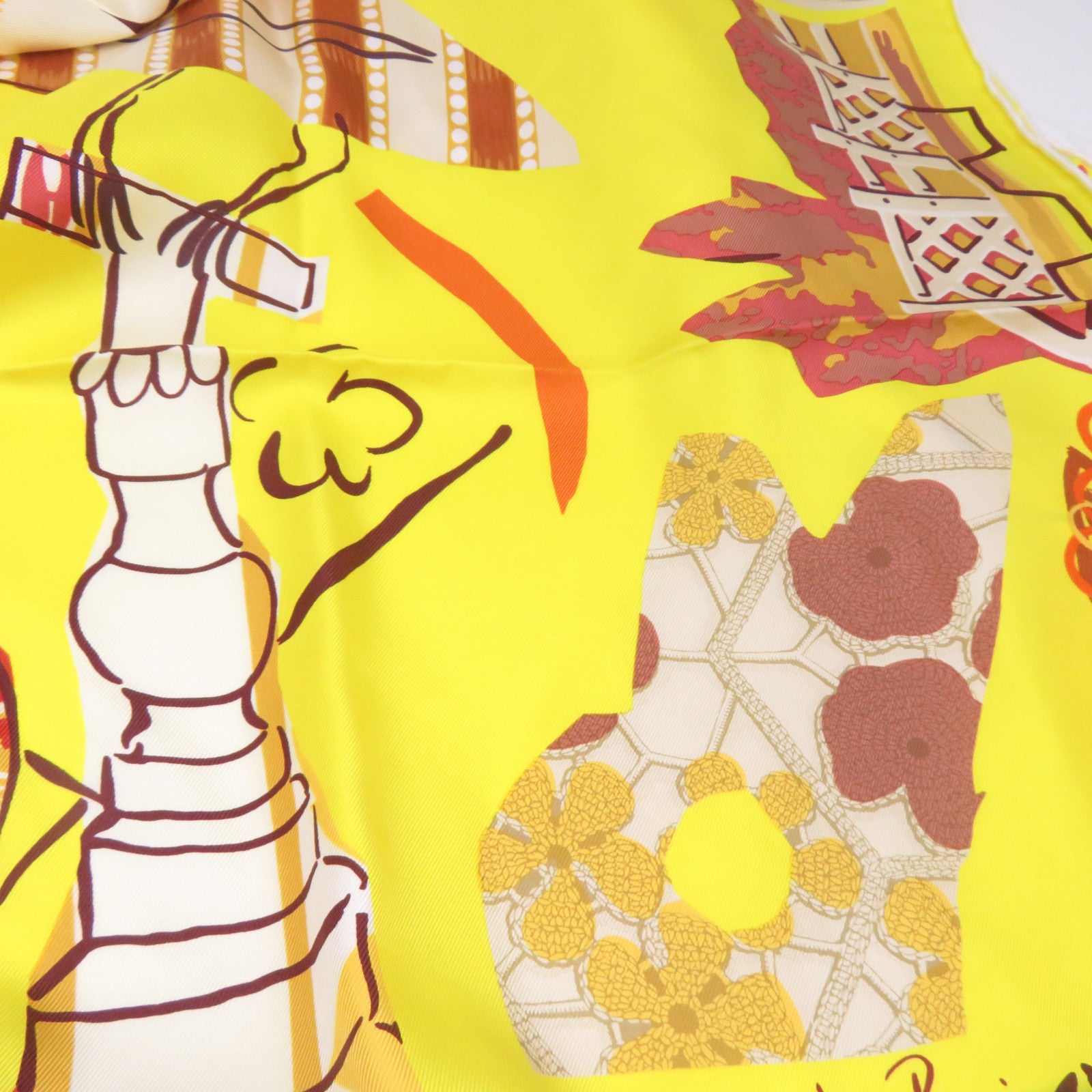 HERMES 【激減優惠】絲質Scarf絲巾黃色