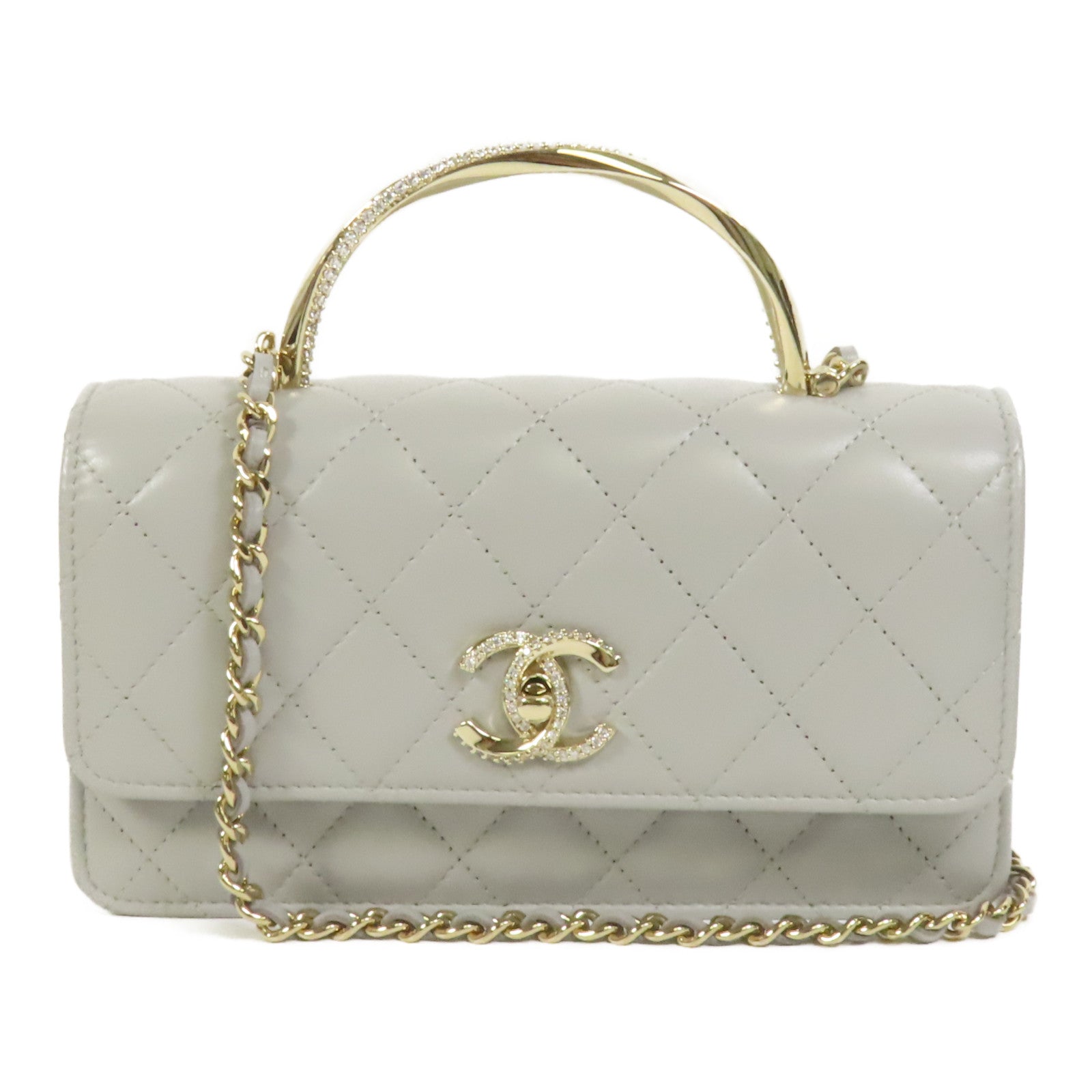 CHANEL 羊皮皮革Chain Shoulder金扣手挽肩背兩用袋