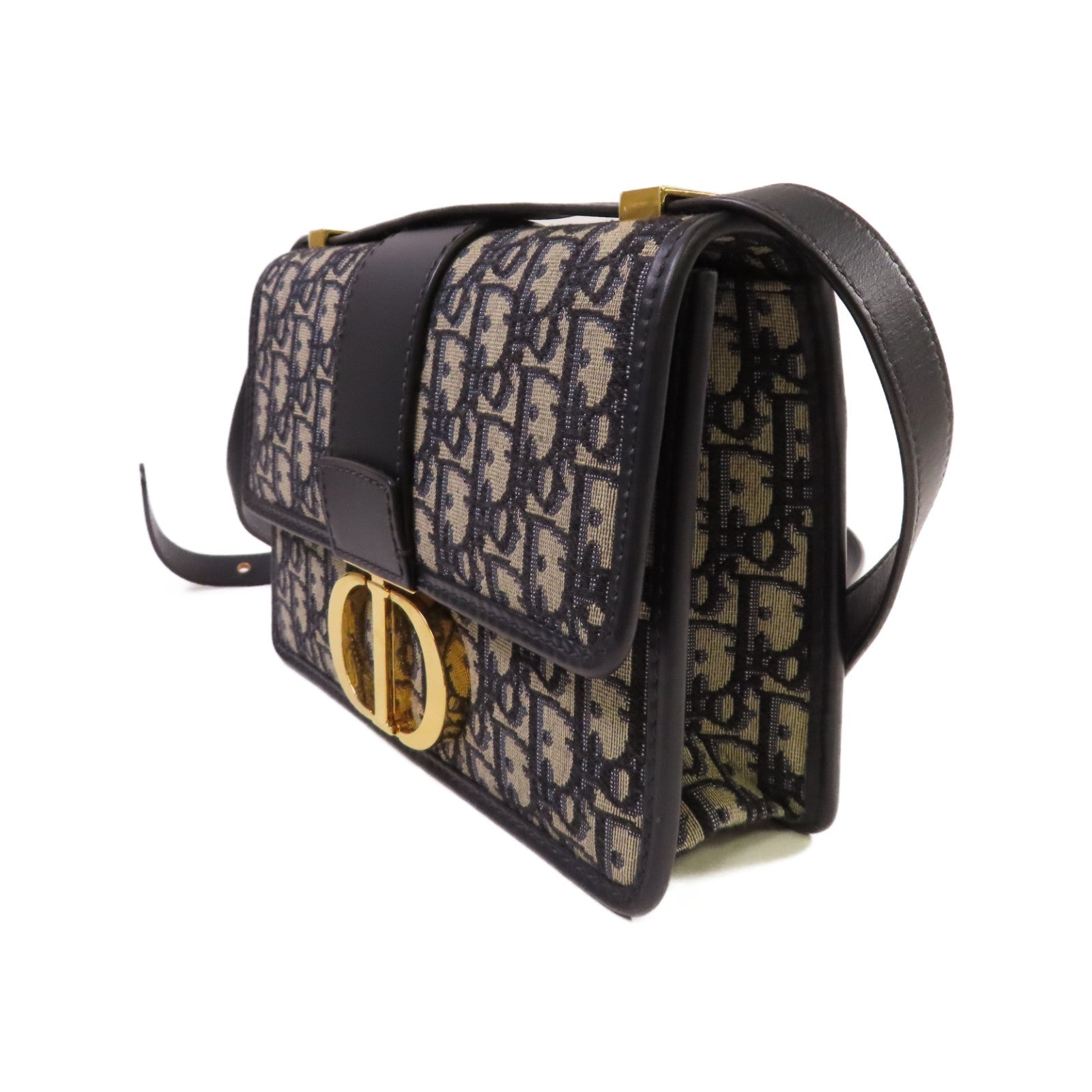 Dior Oblique帆布30 Montaigne Shoulder Bag金扣肩背袋寶藍色