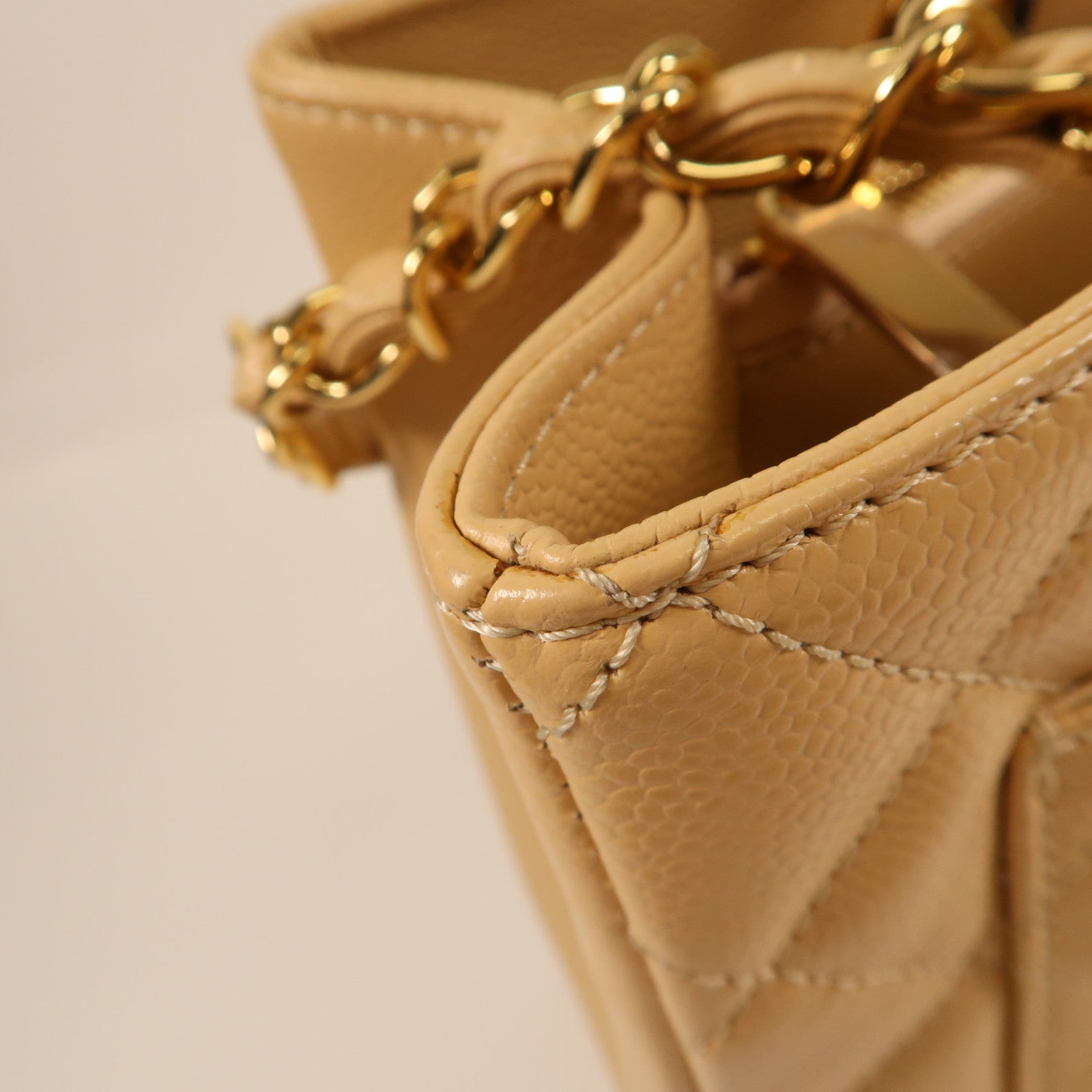 CHANEL 牛皮皮革Grand Shopping Tote金扣鏈帶肩背袋