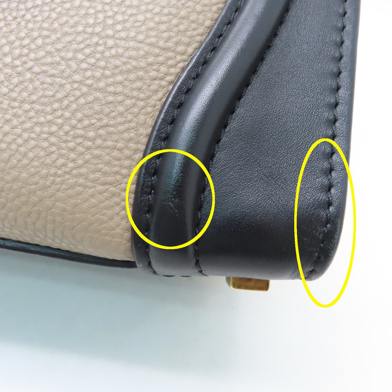 CELINE 牛皮皮革Micro Luggage金扣手挽袋黑色/米色/啡色