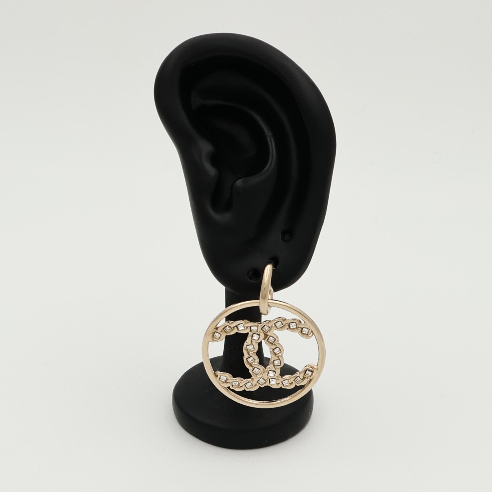 CHANEL 金屬CC Crystal Round Earrings耳環