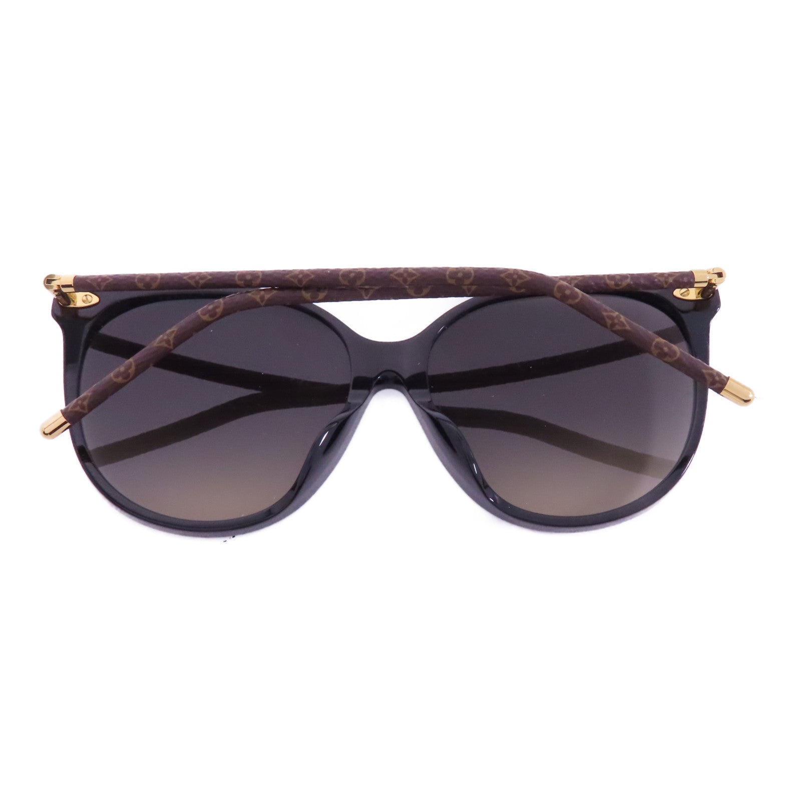 LOUIS VUITTON PVC/金屬Sunglasses金扣太陽眼鏡黑色/棕色
