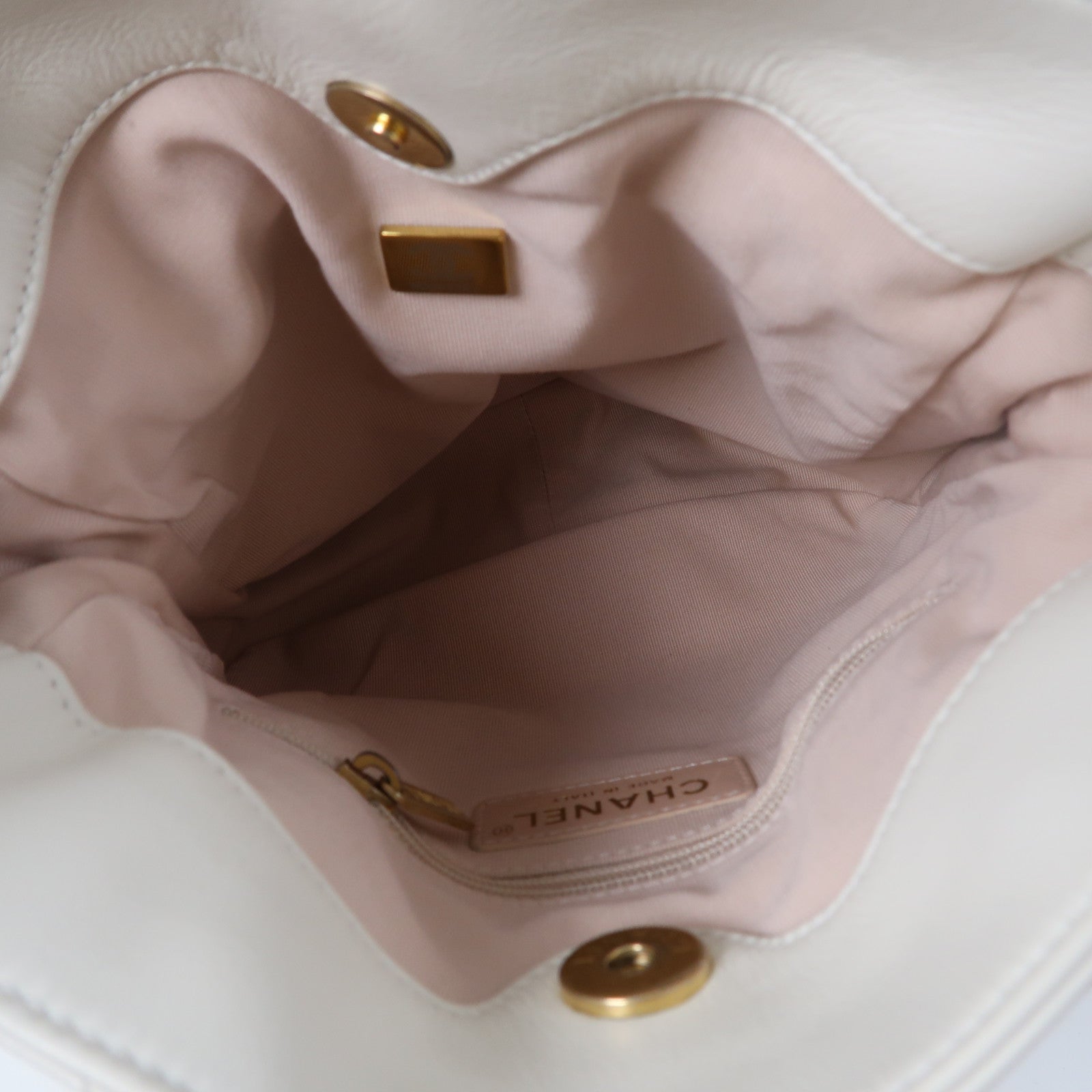 CHANEL 【激減優惠】菱格羊皮皮革Chain Shoulder金扣鏈帶肩背袋白色