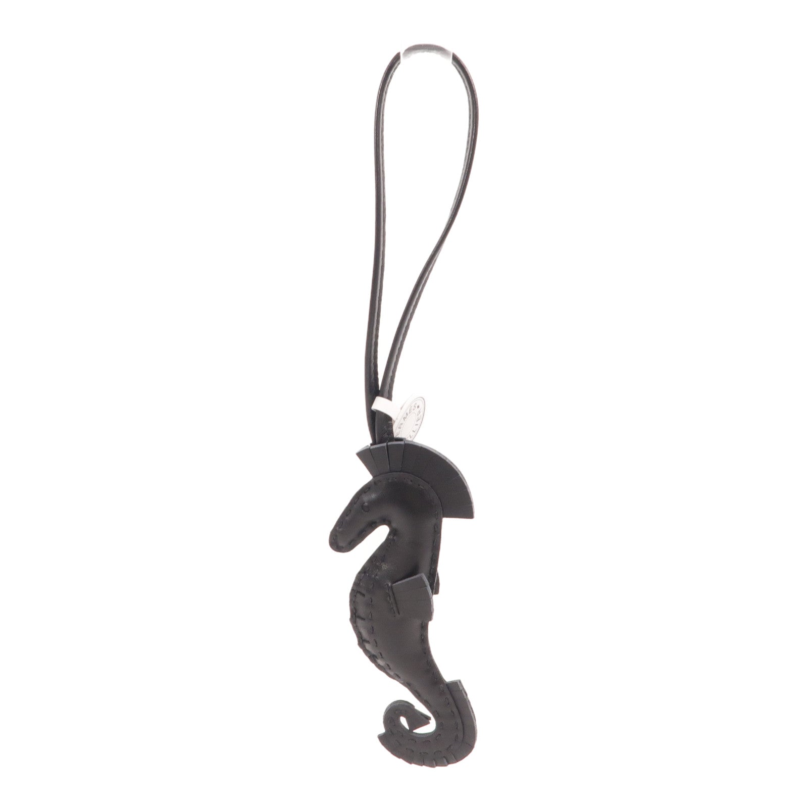 HERMES Milo皮革Seahorse Charm掛飾Noir