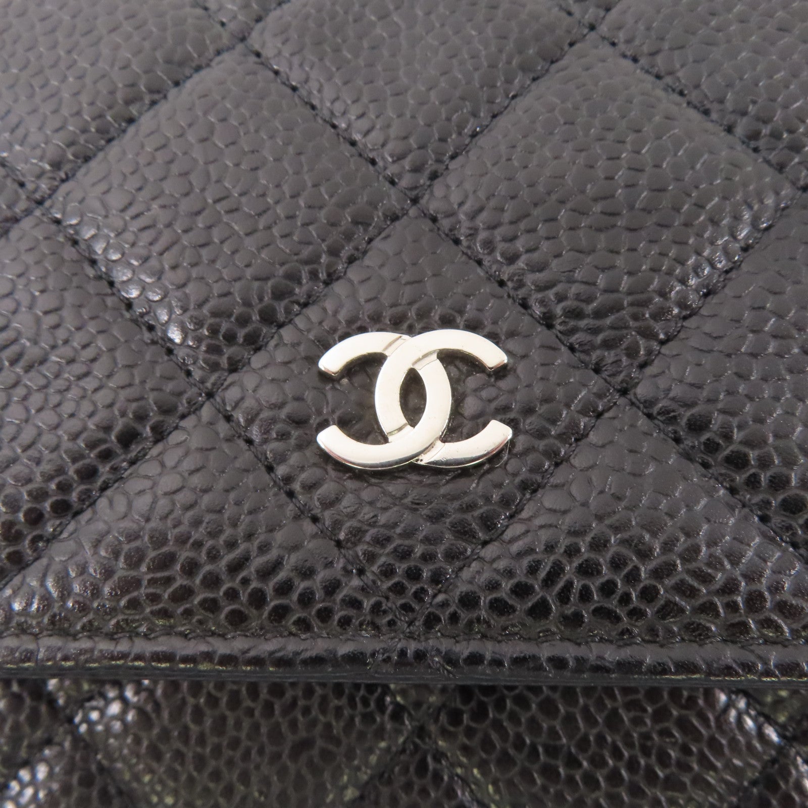 CHANEL 牛皮皮革Wallet On Chain銀扣鏈帶肩背袋黑色