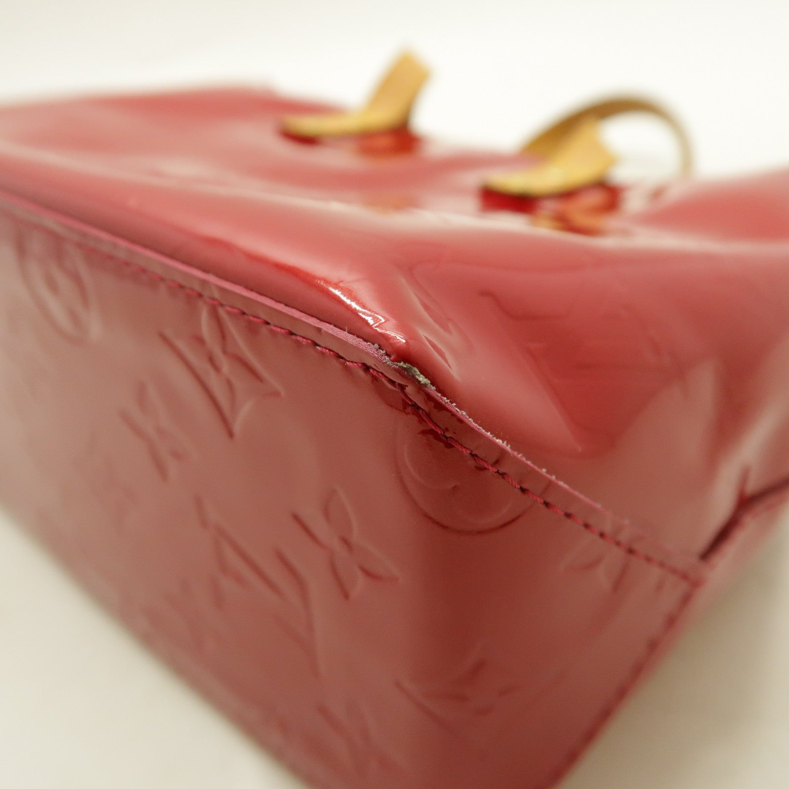 LOUIS VUITTON Vernis Reade PM金扣手挽袋紅色
