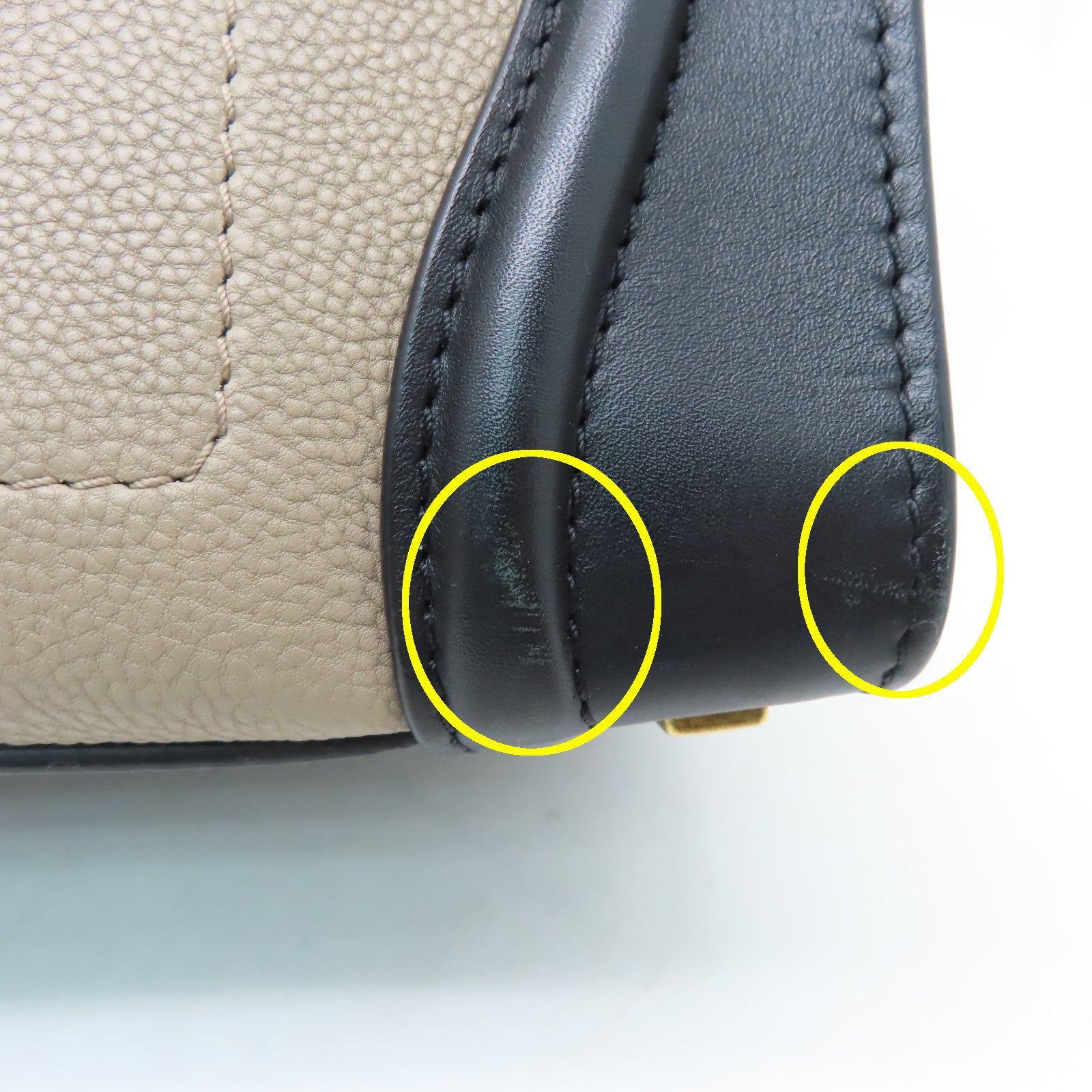 CELINE 牛皮皮革Micro Luggage金扣手挽袋黑色/米色/啡色