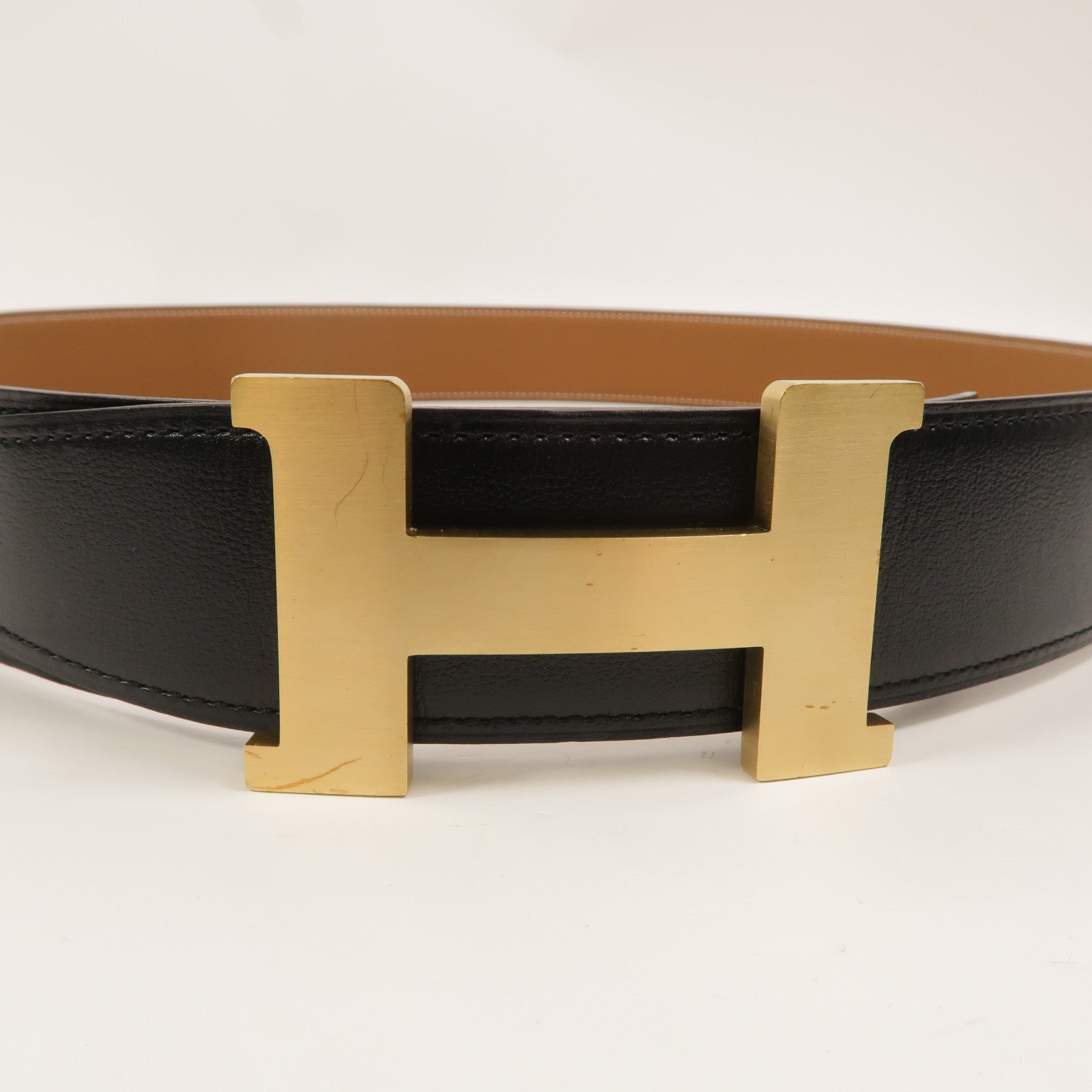 HERMES Swift/Epsom皮革Constance H Logo Reversible Buckle Belt皮帶Noir/Gold