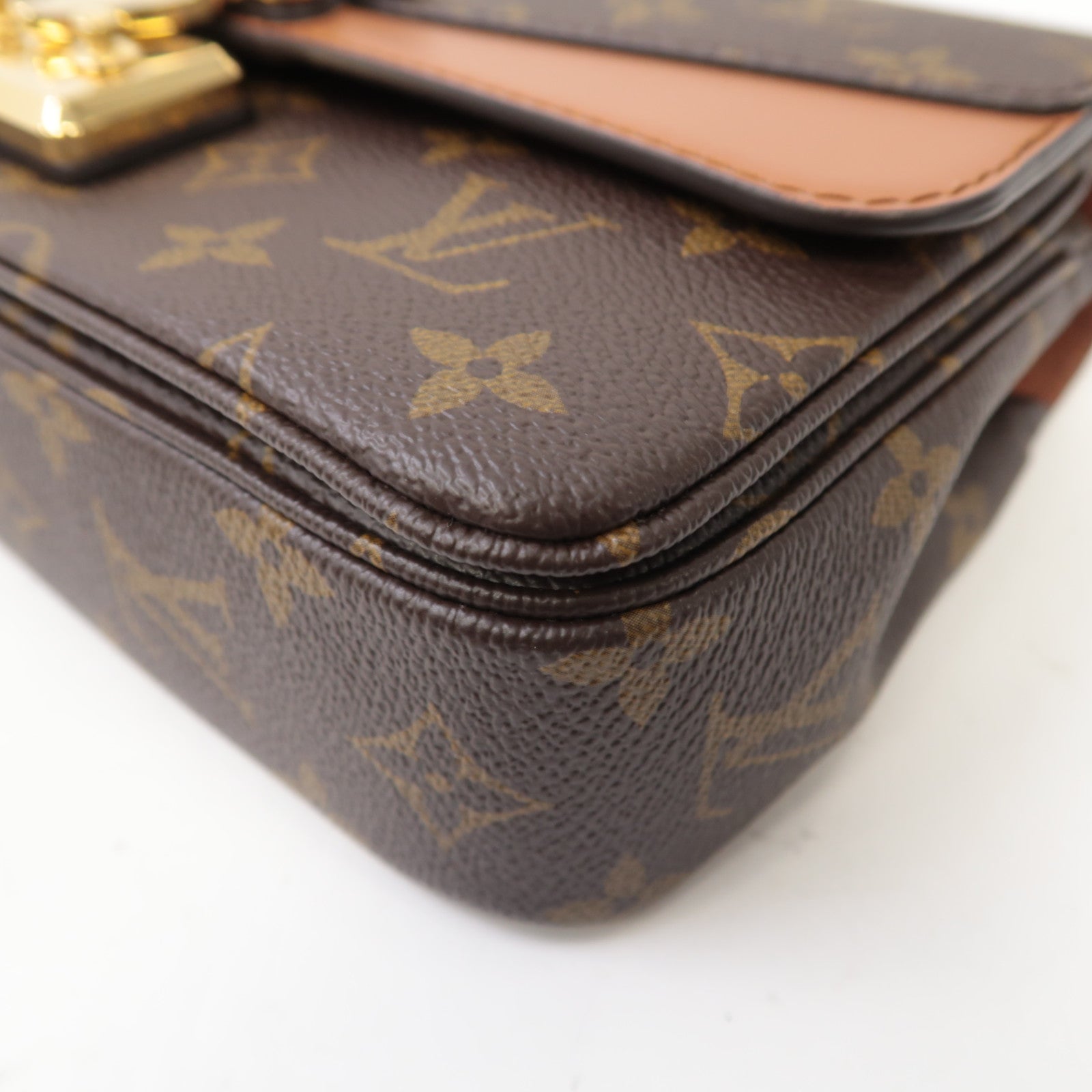 LOUIS VUITTON Monogram Marceau金扣鏈帶肩背袋棕色