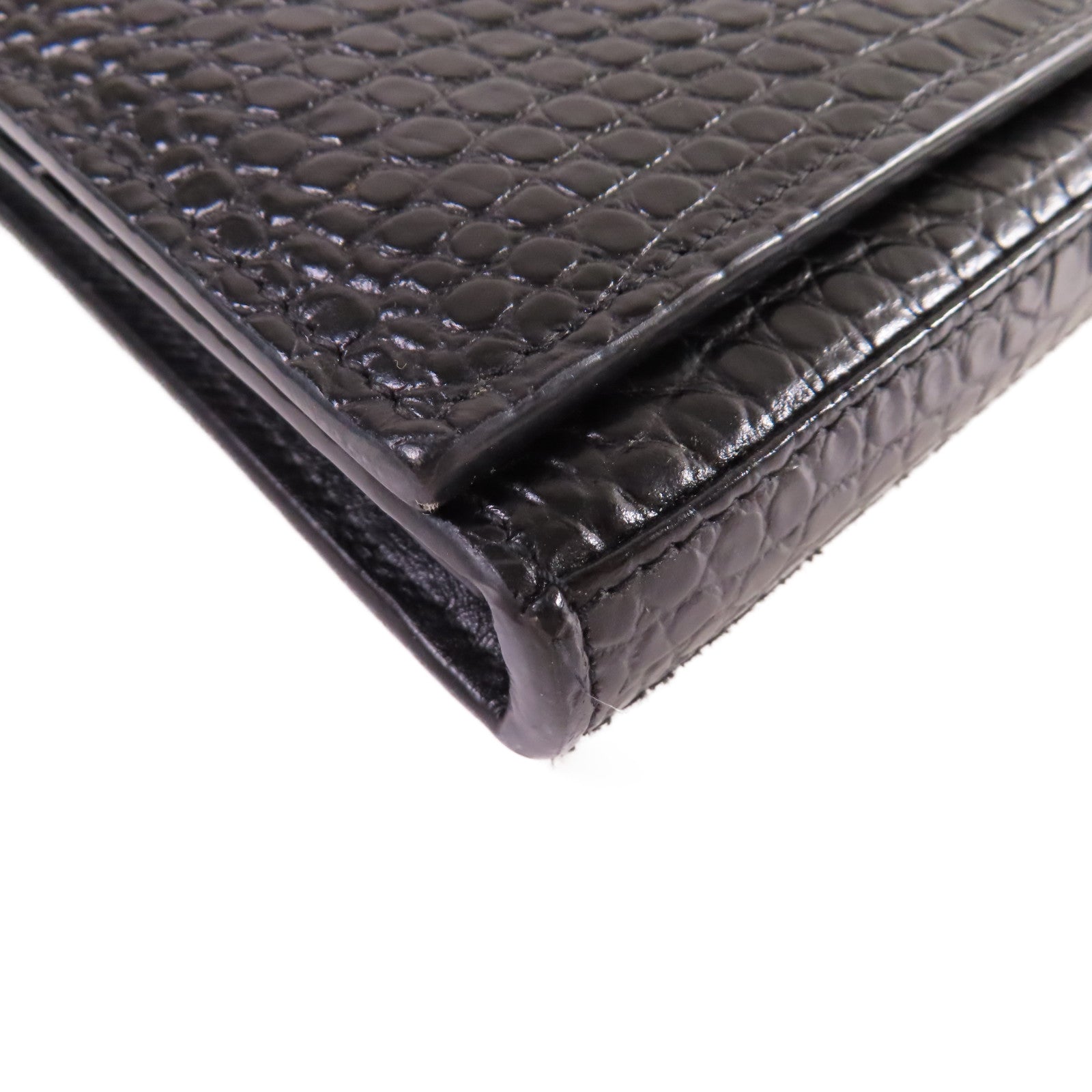 SAINT LAURENT 牛皮皮革Chain Shoulder Bag銀扣鏈帶肩背袋黑色