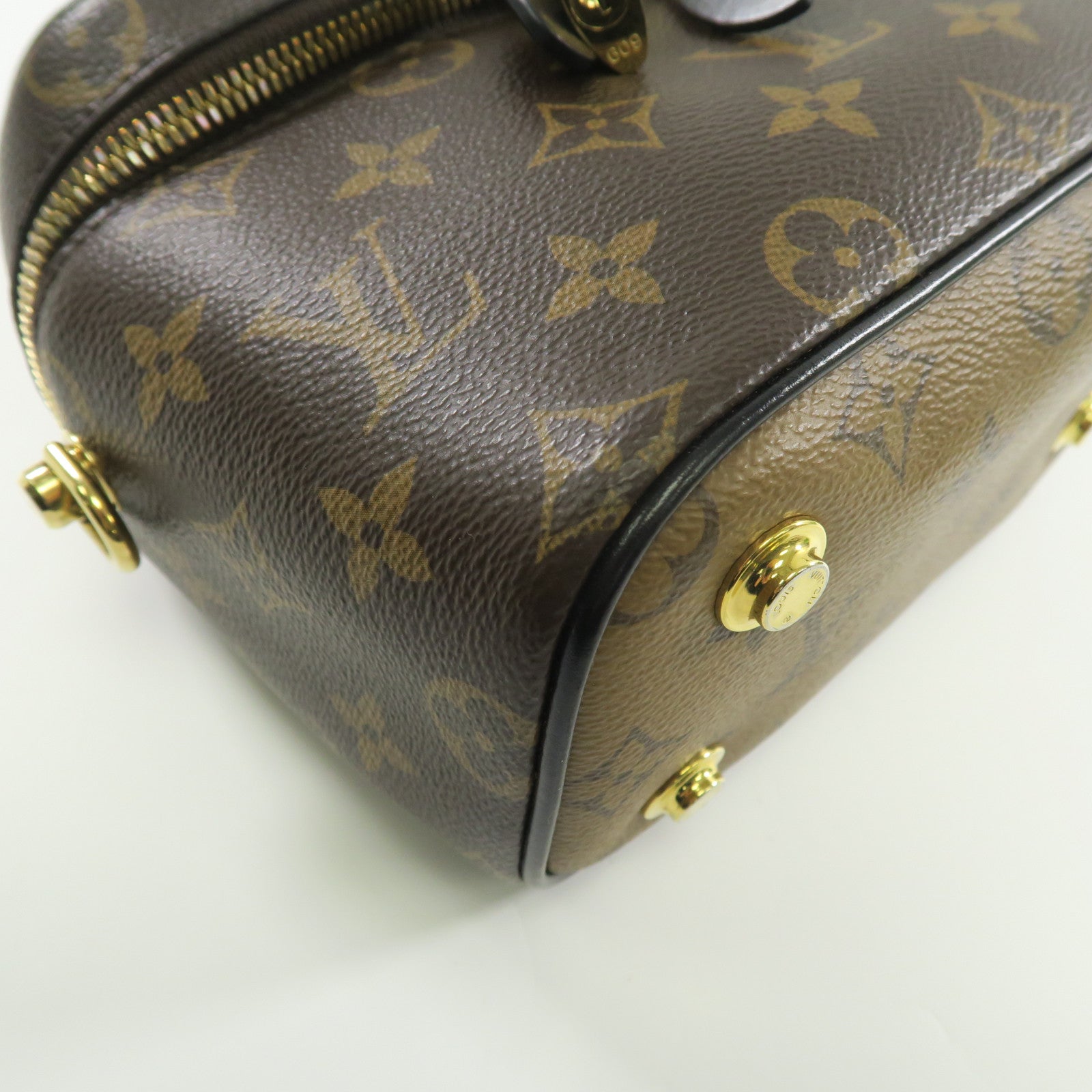 LOUIS VUITTON Monogram Vanity PM金扣鏈帶手挽肩背兩用袋啡色