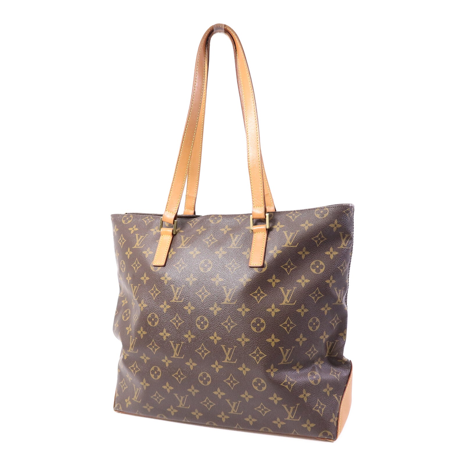 LOUIS VUITTON Monogram Cabas Mezzo金扣肩背袋棕色