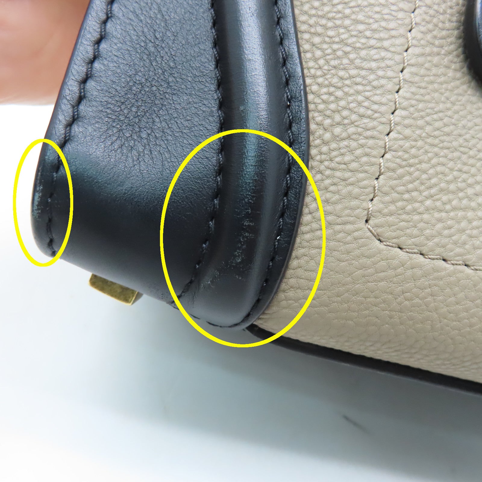 CELINE 牛皮皮革Micro Luggage金扣手挽袋黑色/米色/啡色