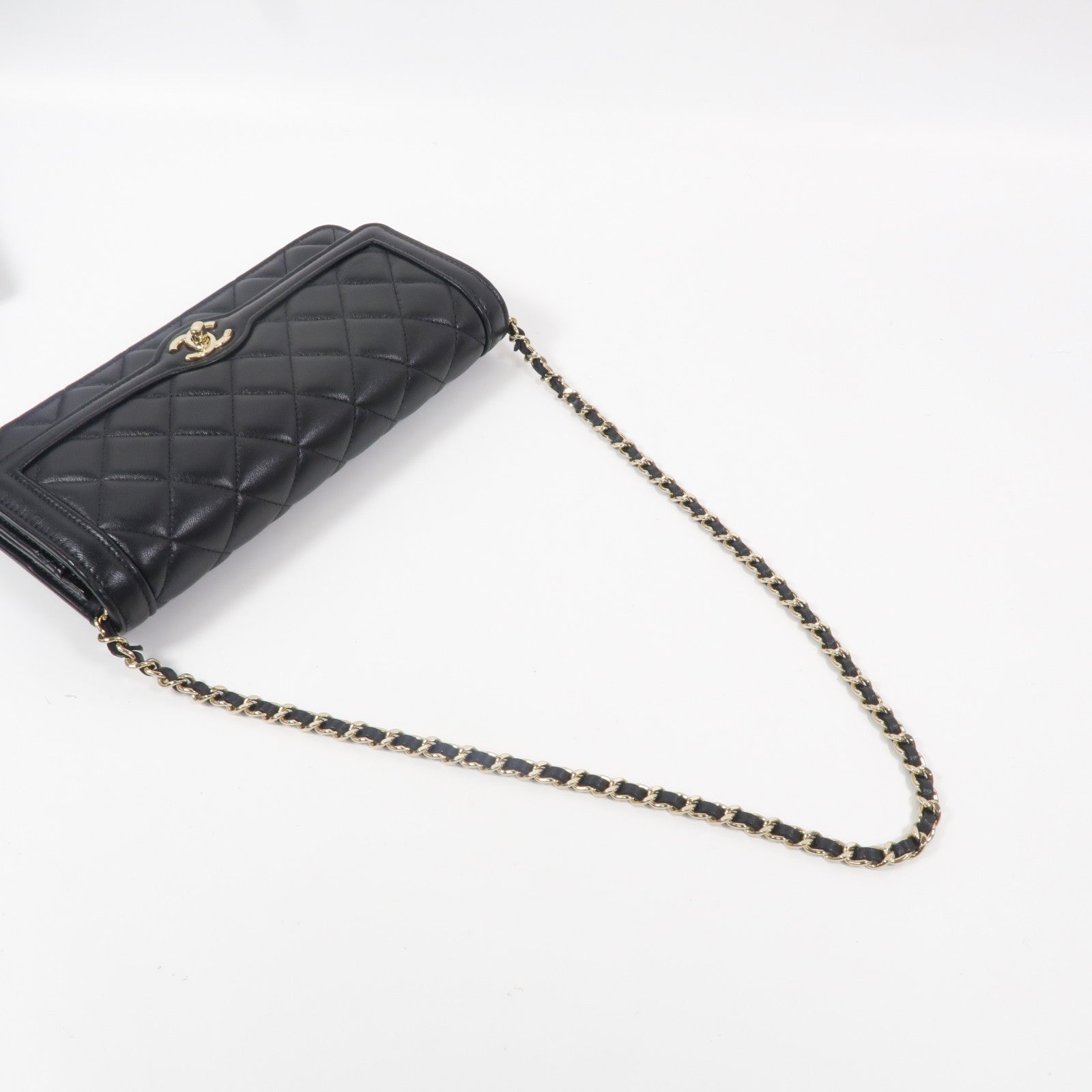 CHANEL 羊皮皮革Clutch With Chain鏈帶肩背袋