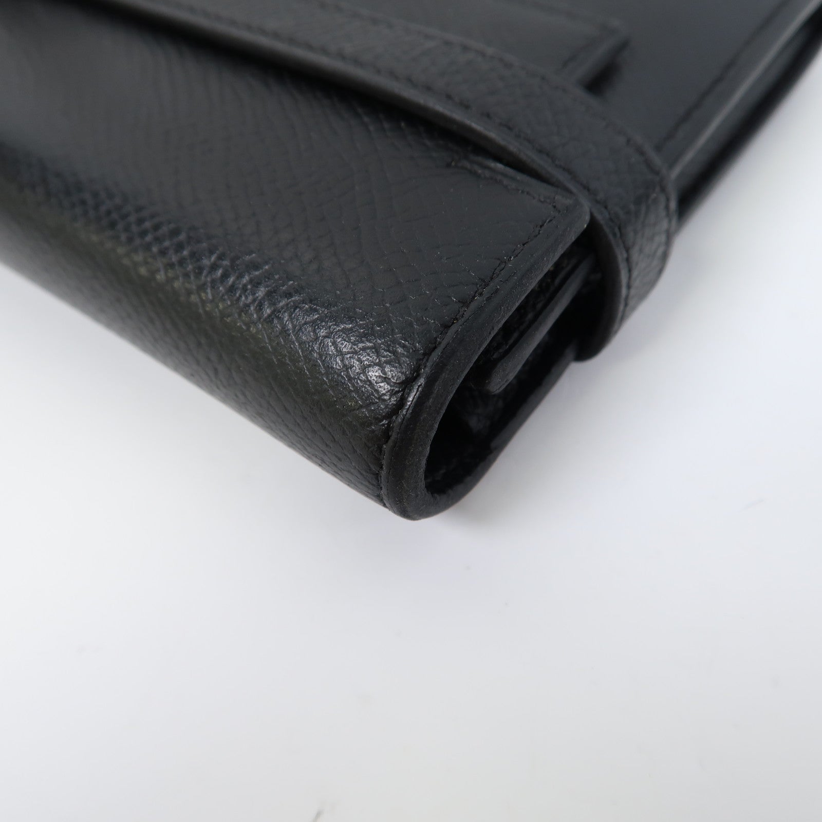 HERMES Epsom皮革Kelly Wallet銀扣長錢包Noir/黑色