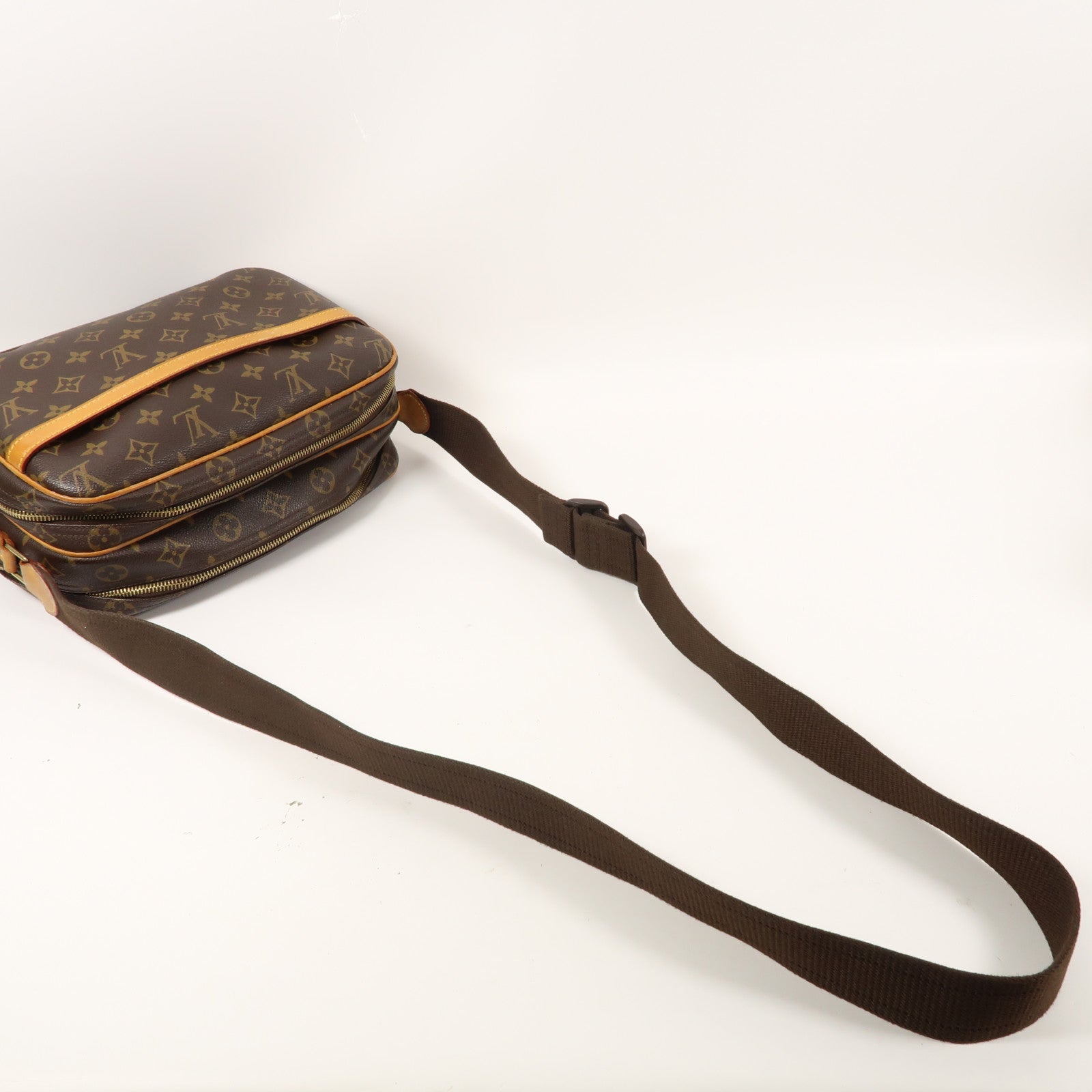 LOUIS VUITTON 【激減優惠】Monogram Reporter金扣肩背袋啡色