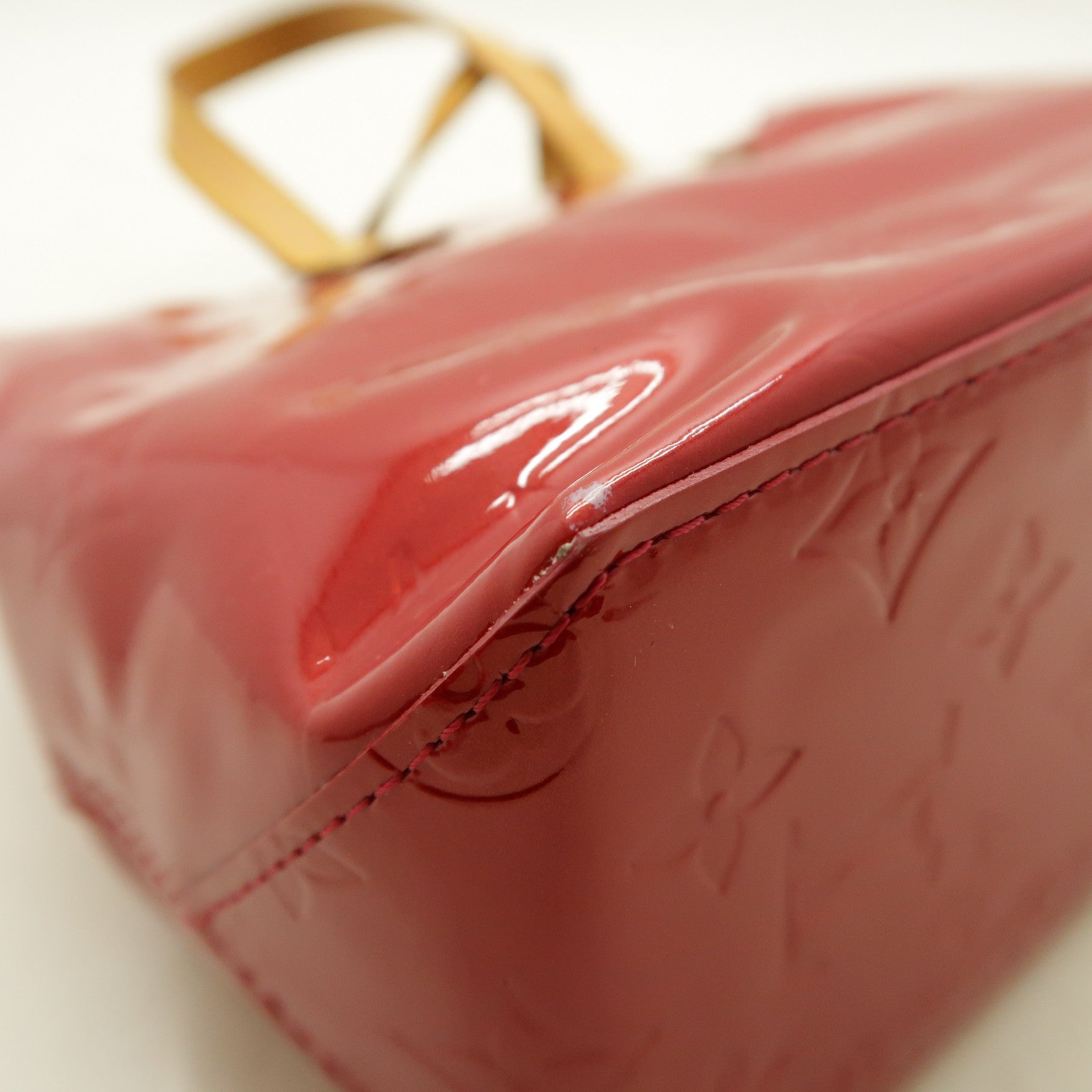 LOUIS VUITTON Vernis Reade PM金扣手挽袋紅色