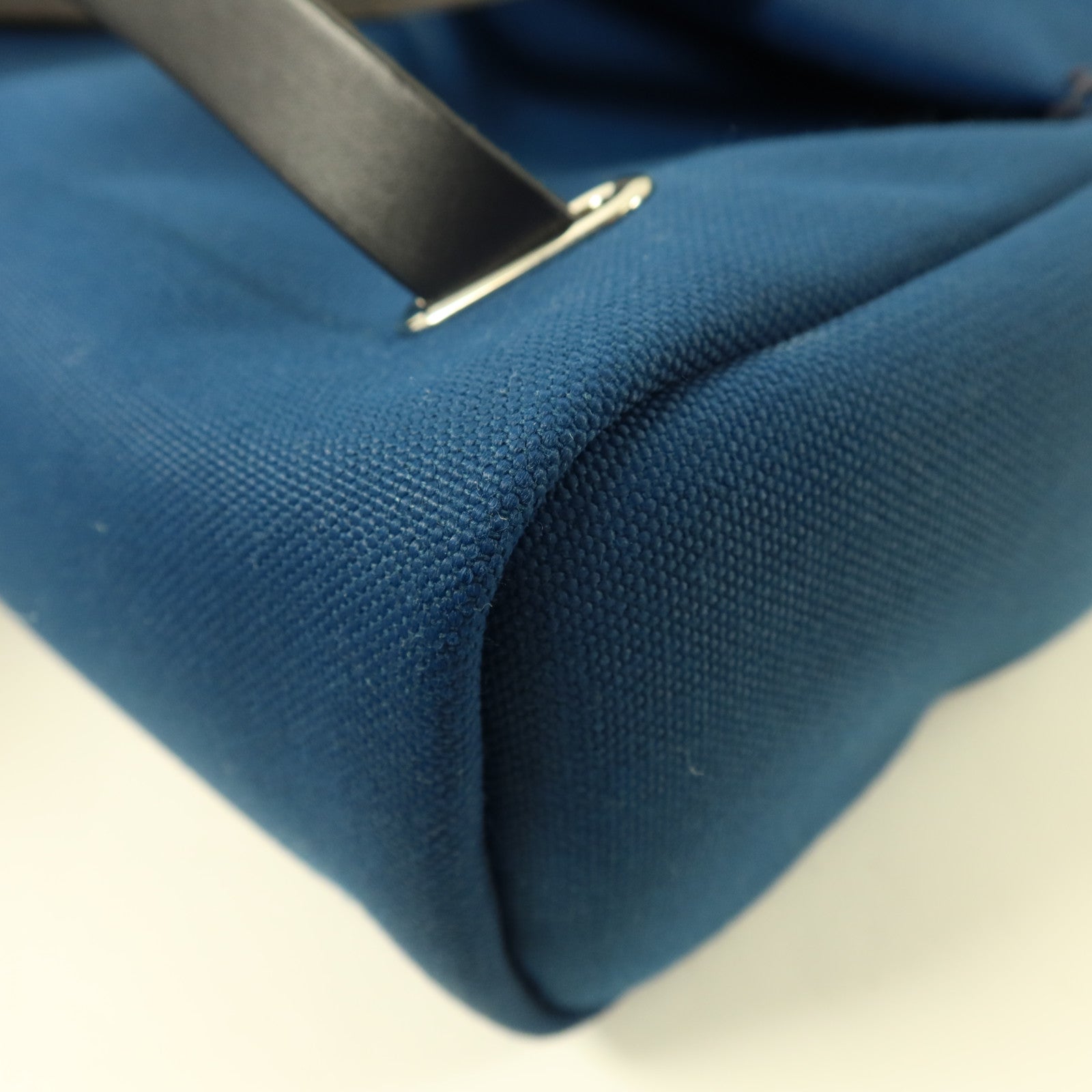 HERMES 帆布Herbag Backpack銀扣背包Deep Blue/Bleu Nuit