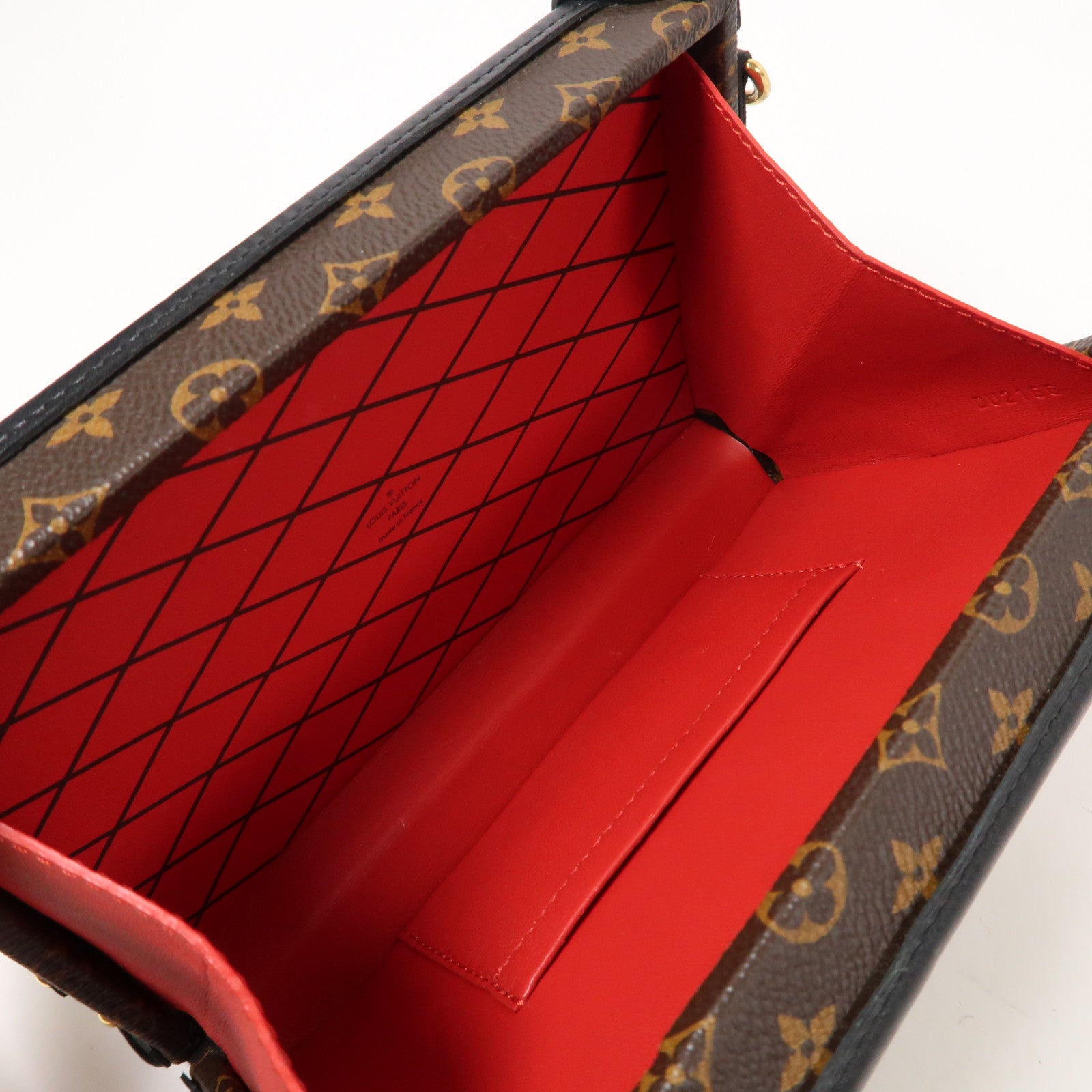 LOUIS VUITTON Monogram Petite Malle金扣肩背袋啡色/黑色