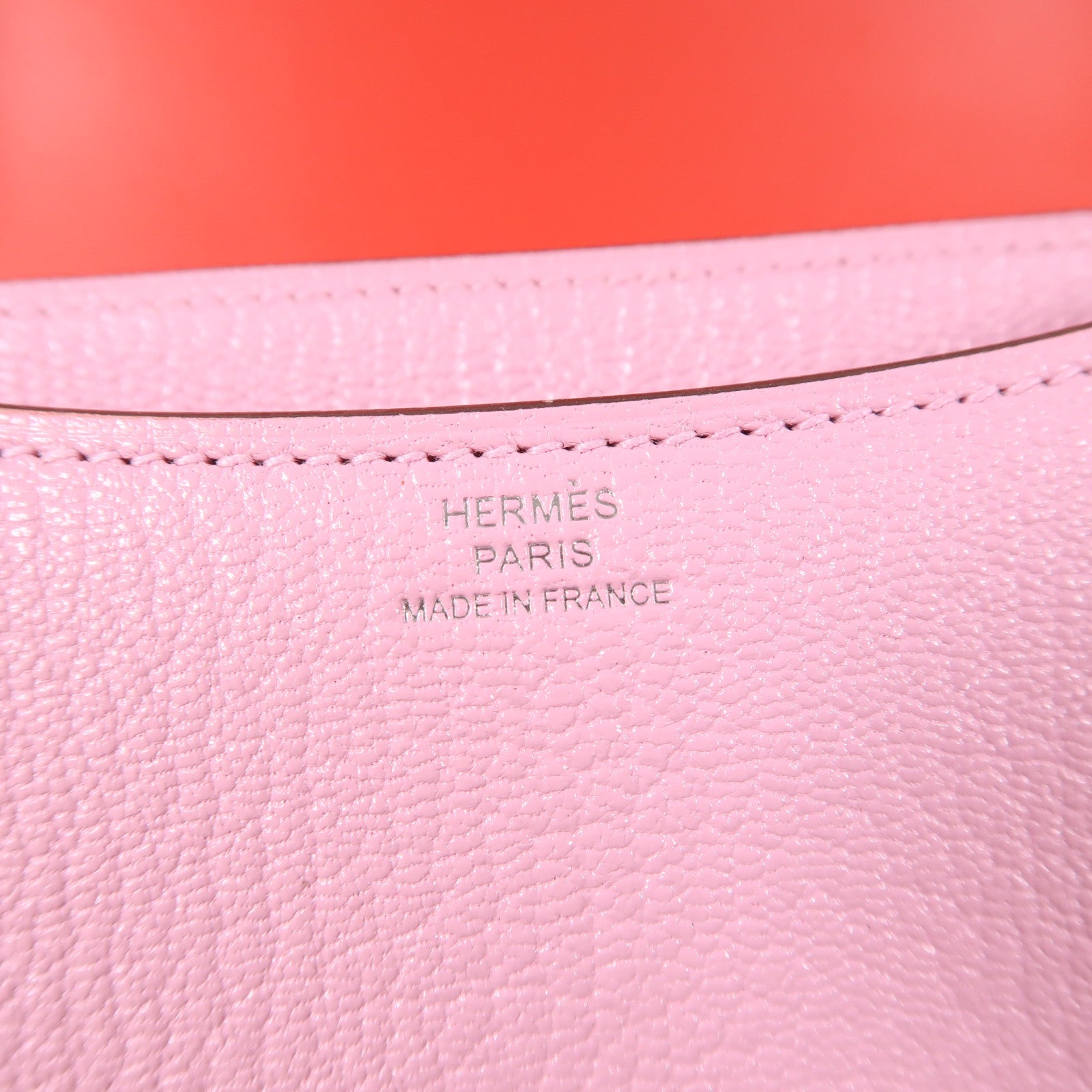 HERMES Chevre皮革Constance Mini銀扣肩背袋