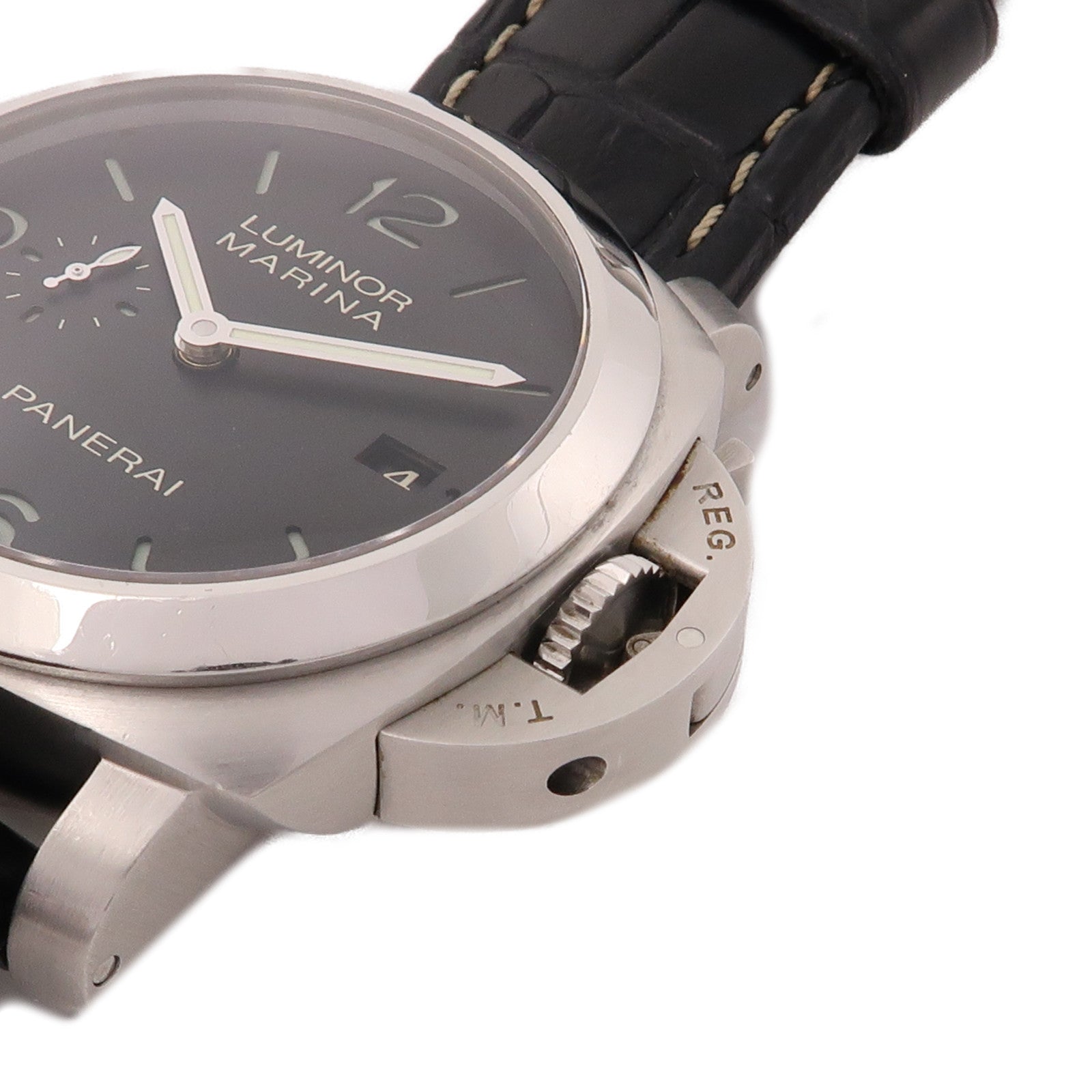 PANERAI Luminor Marina 1950不鏽鋼/皮革帶手錶自動機芯黑色