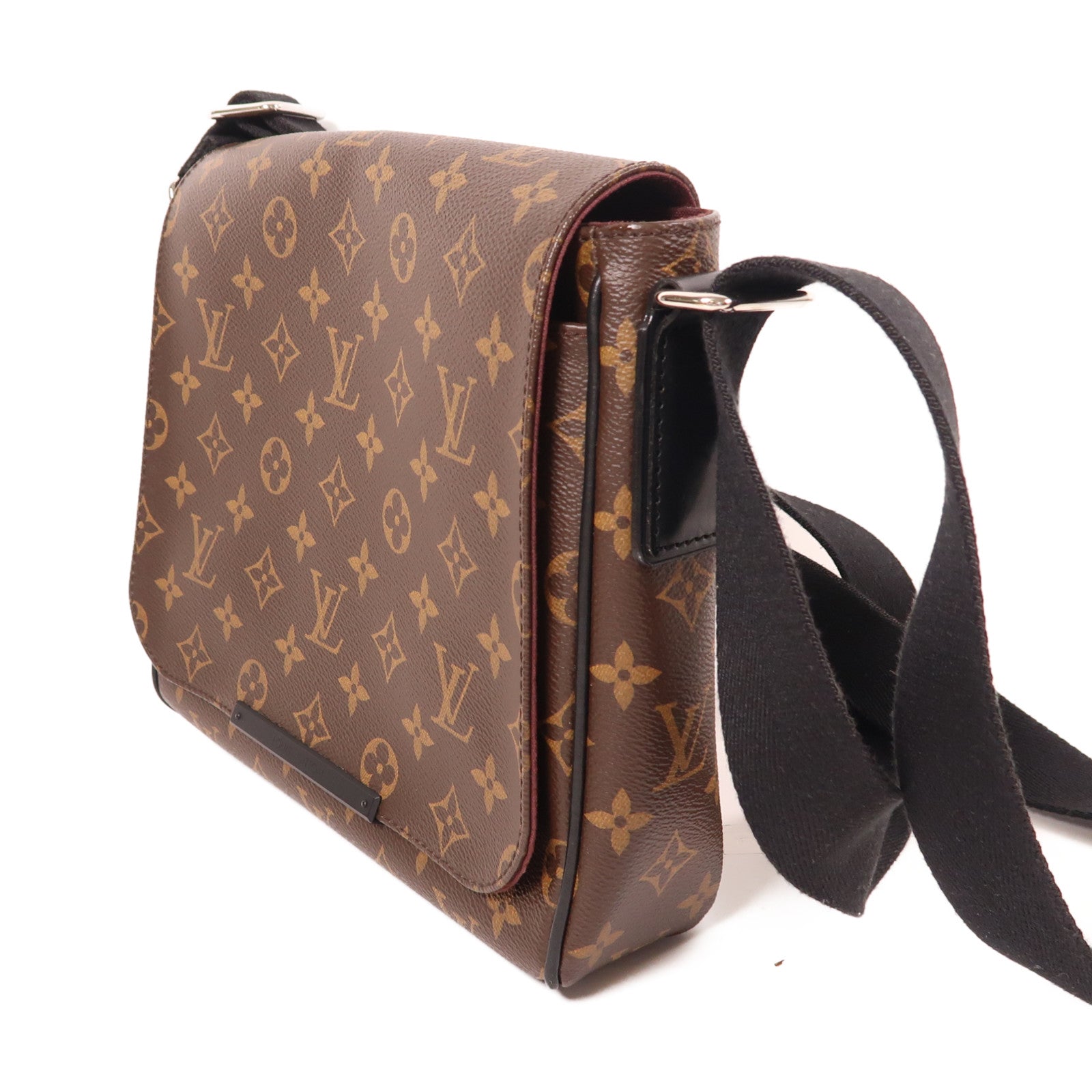 LOUIS VUITTON Monogram Macassar District PM銀扣斜挎包/肩背袋