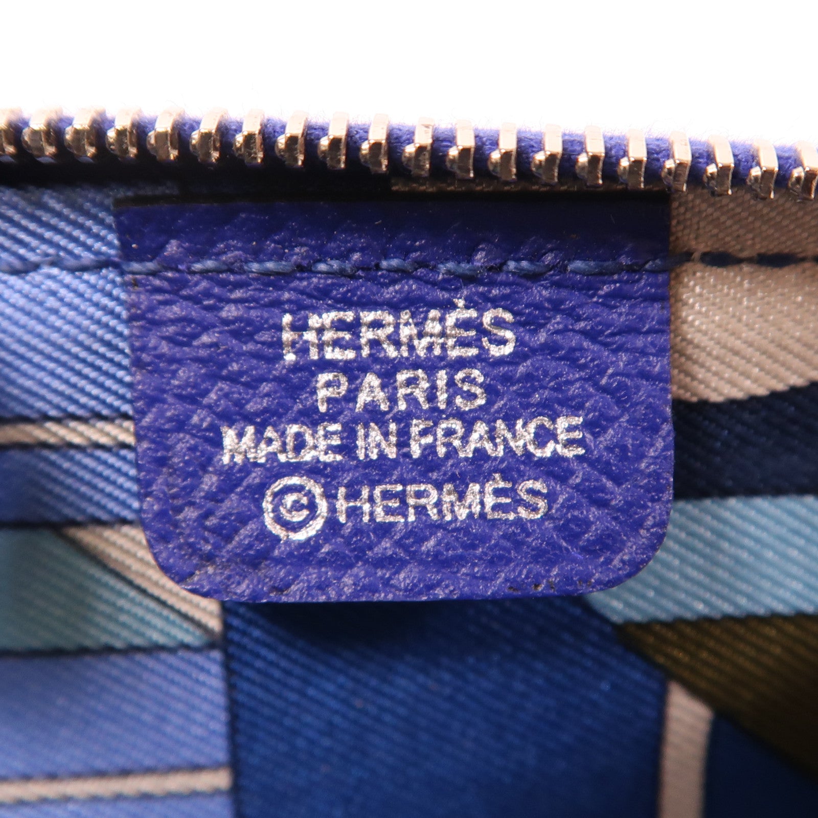 HERMES Epsom皮革Coin Purse銀扣零錢包Bleu Electrique