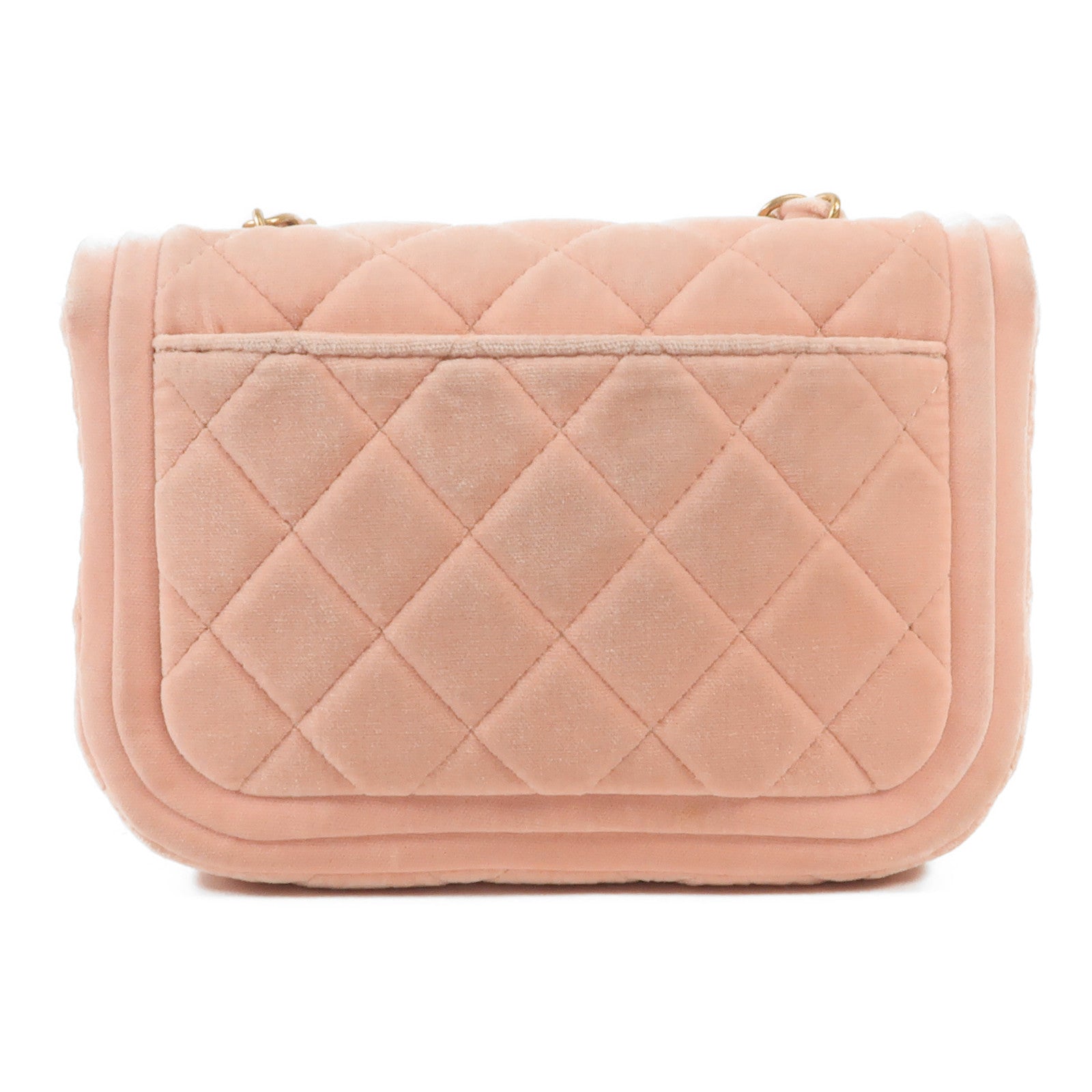 CHANEL 天鵝絨Shoulder Bag金扣鏈帶肩背袋