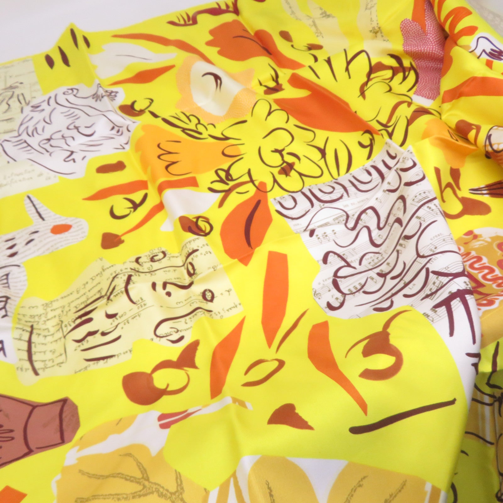 HERMES 【激減優惠】絲質Scarf絲巾黃色
