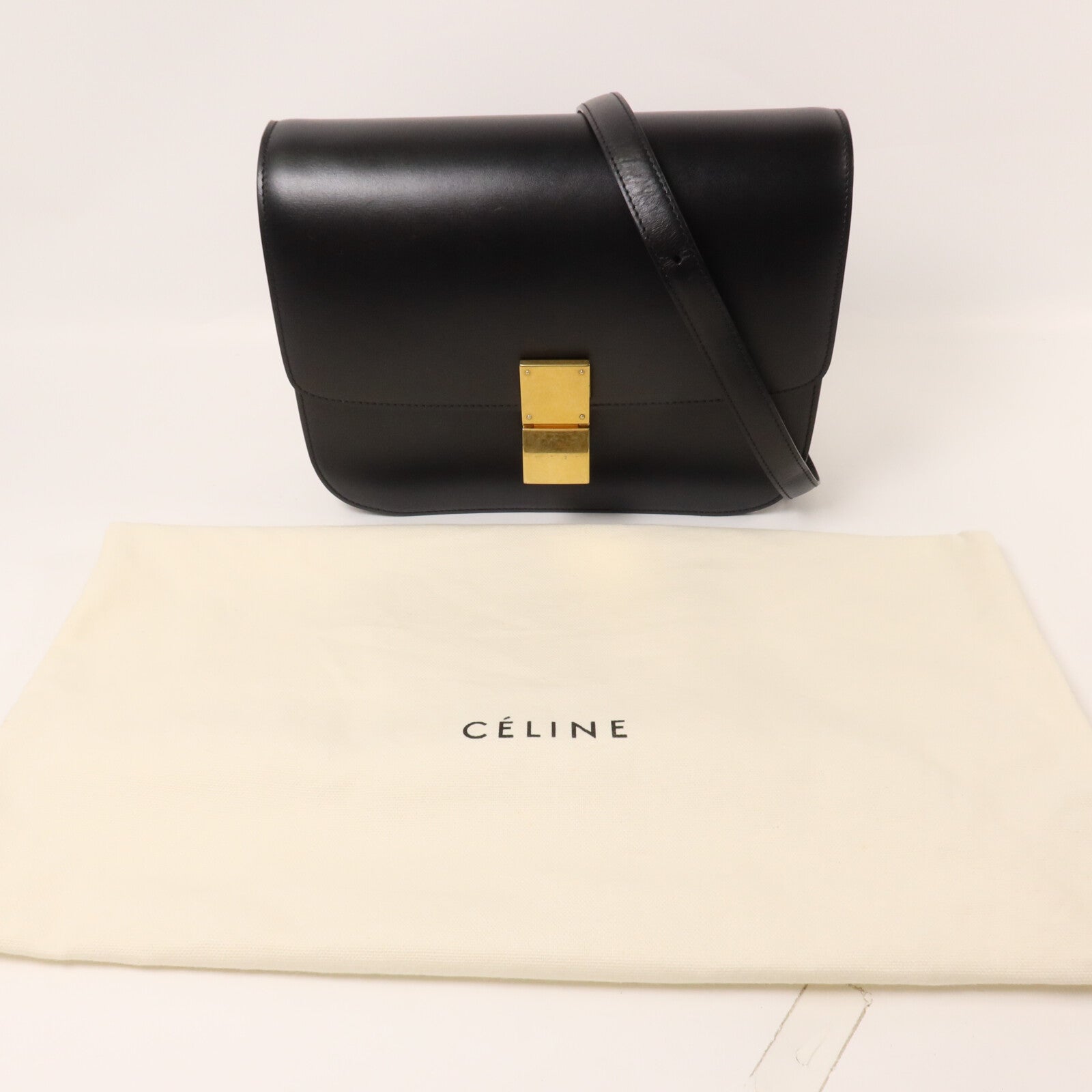 CELINE 牛皮皮革Classic BoxMedium肩背袋