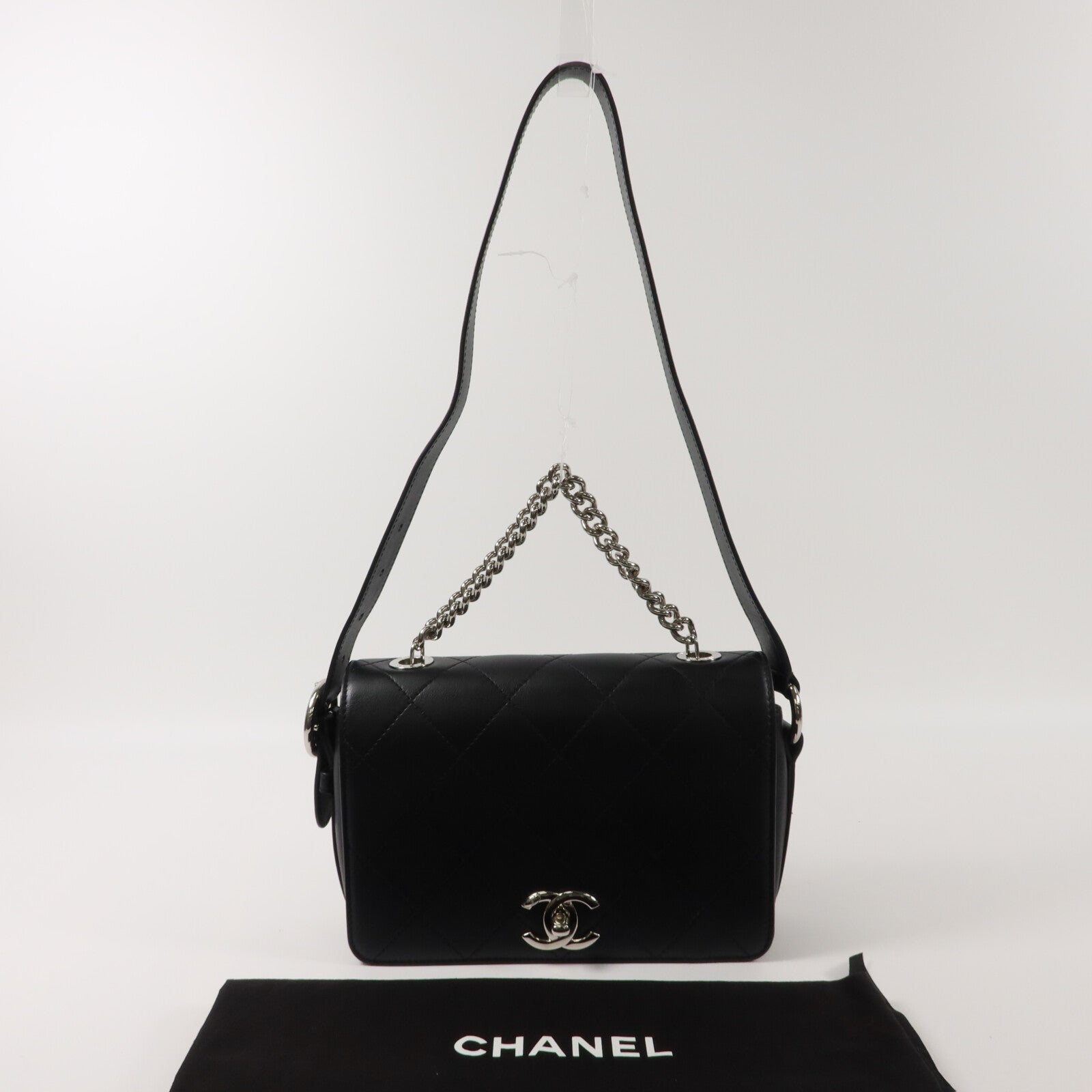 CHANEL 牛皮皮革Shoulder Bag鏈帶手挽肩背兩用袋