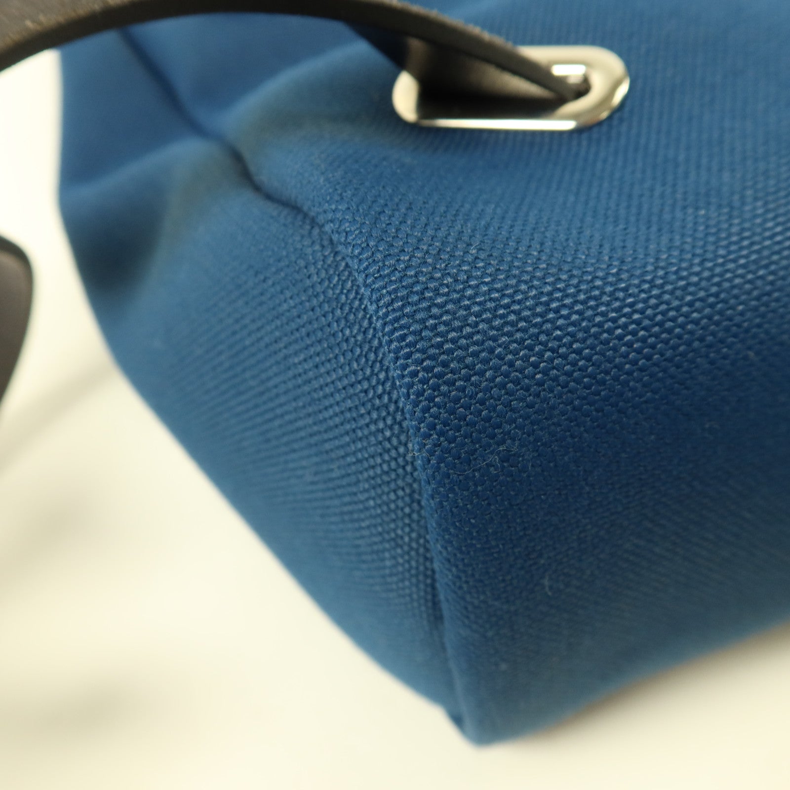 HERMES 帆布Herbag Backpack銀扣背包Deep Blue/Bleu Nuit
