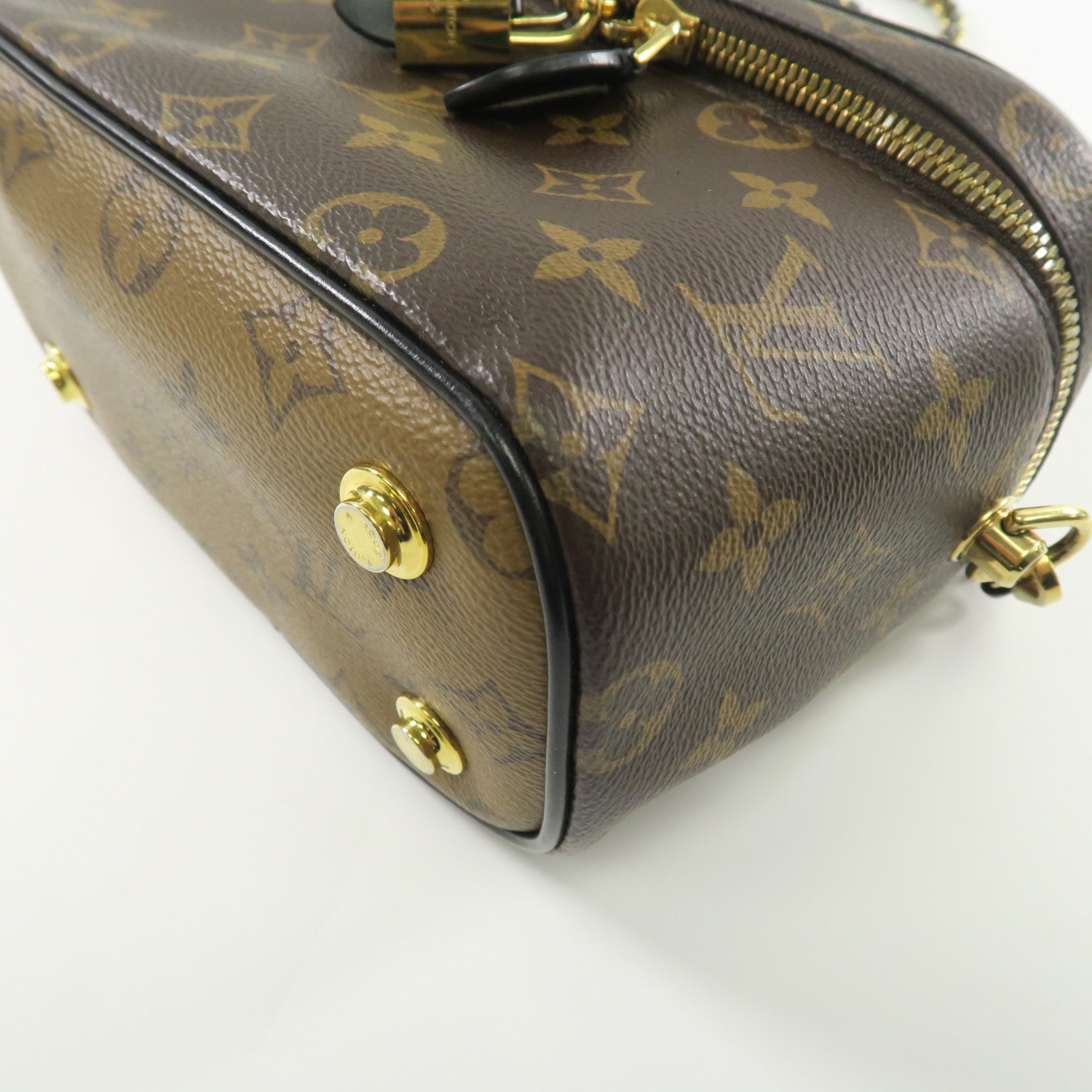 LOUIS VUITTON Monogram Vanity PM金扣鏈帶手挽肩背兩用袋啡色