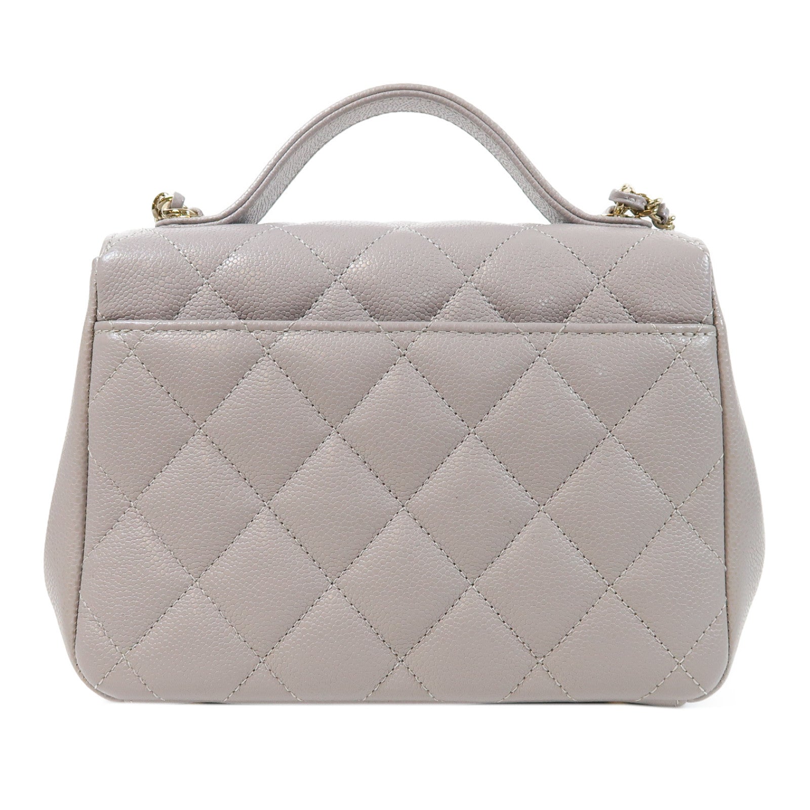 CHANEL 菱格牛皮皮革Business Affinity金扣手挽肩背兩用袋灰色