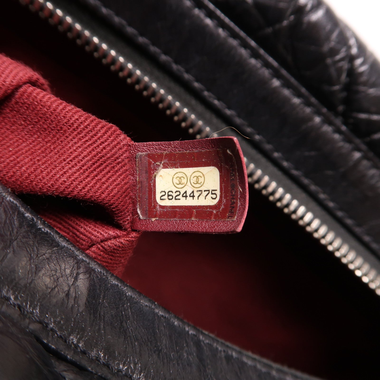 CHANEL 斜紋羊皮皮革Chain Shoulder Bag銀扣鏈帶肩背袋黑色