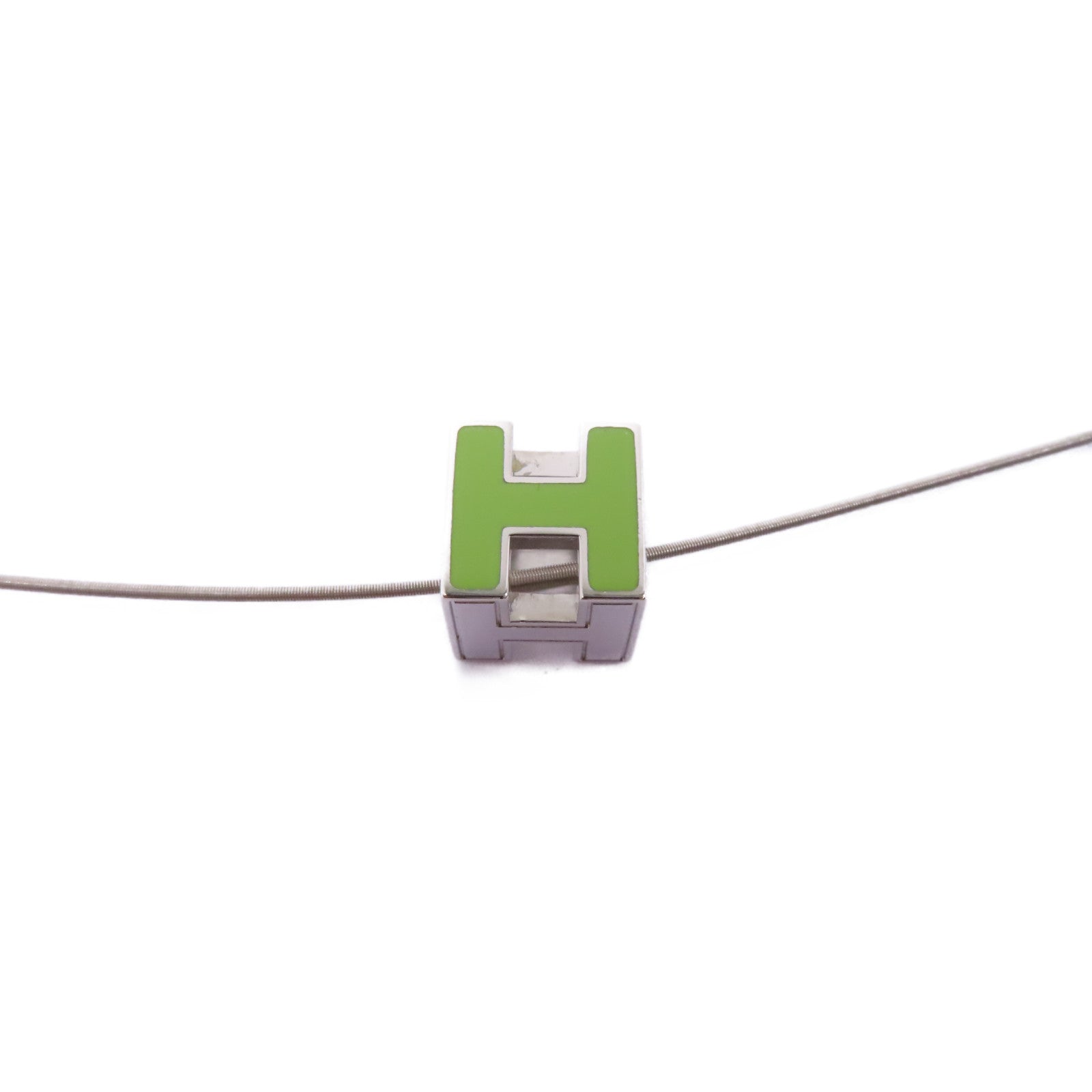 HERMES 金屬Cube d'H Necklace項鍊綠色/銀色