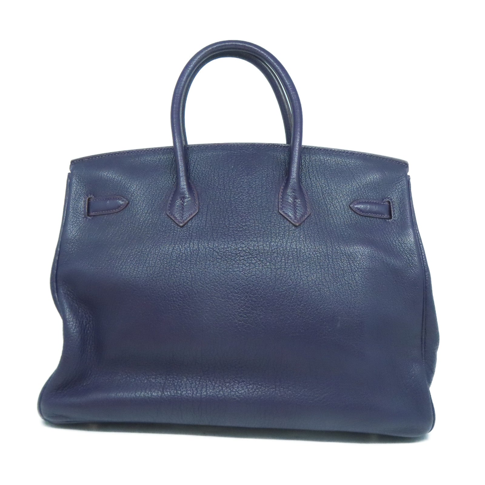 HERMES 【清倉大減價】Chevre皮革Birkin 35銀扣手挽袋葡萄乾紫色