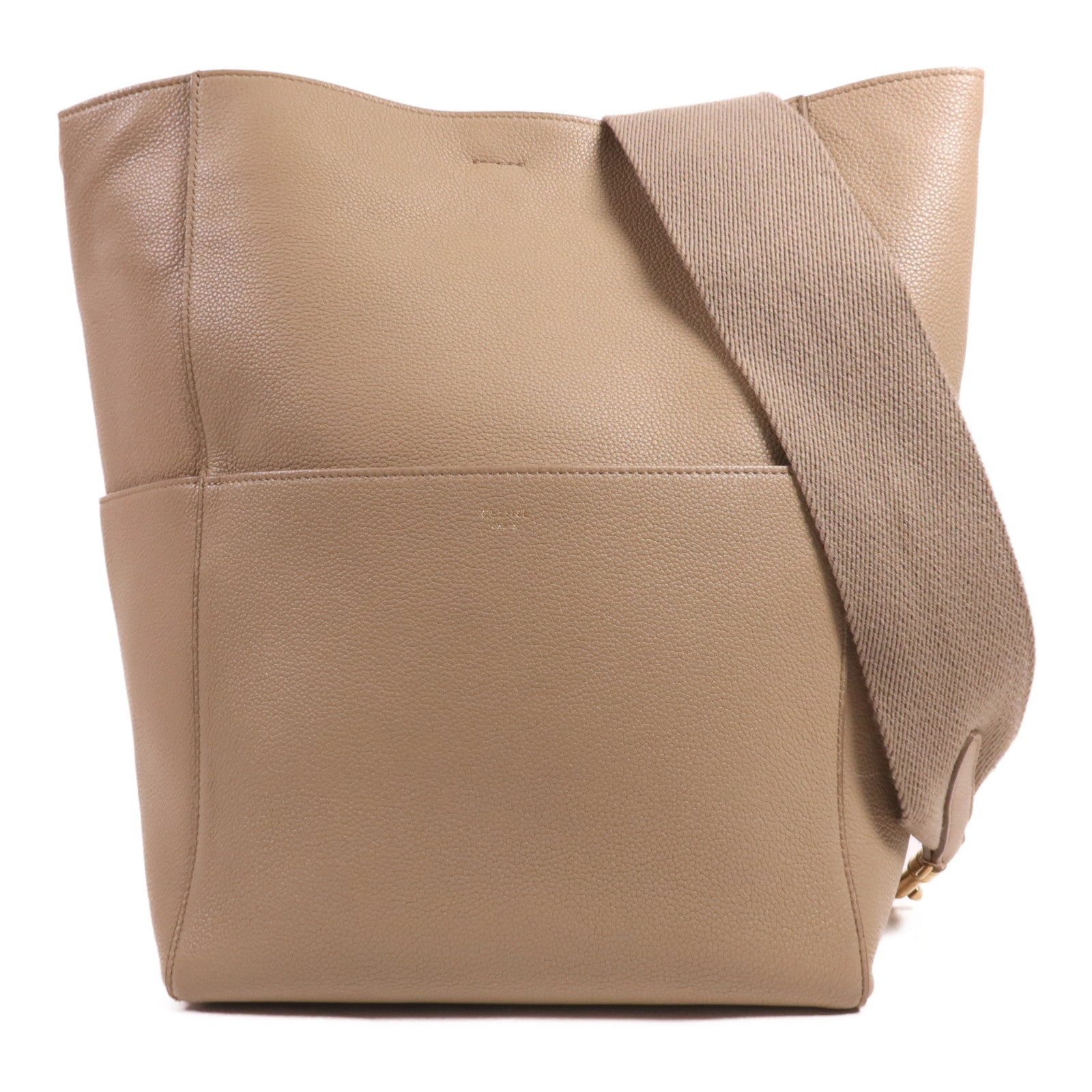 CELINE 【激減優惠】牛皮皮革Sangle Bucket Large金扣肩背袋