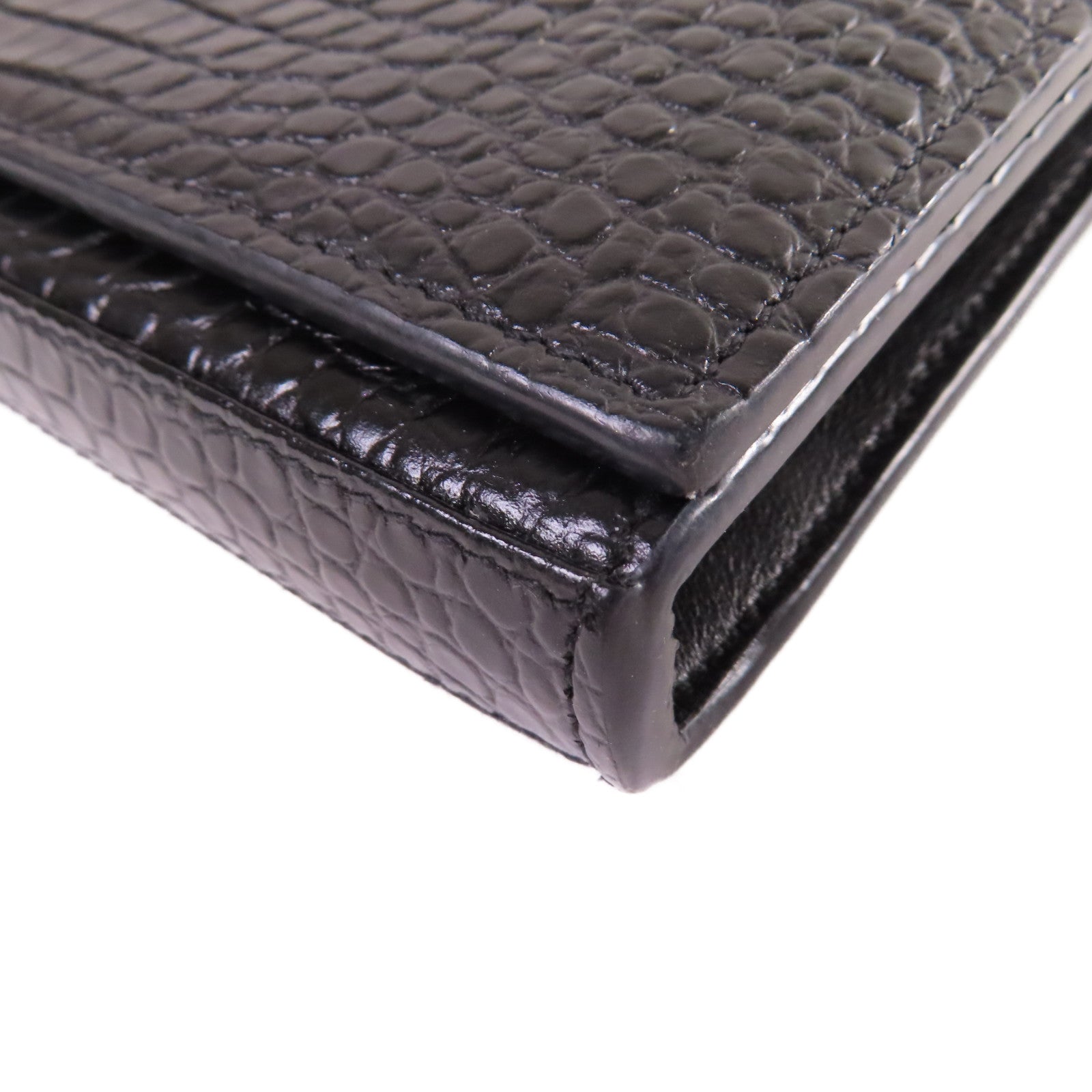 SAINT LAURENT 牛皮皮革Chain Shoulder Bag銀扣鏈帶肩背袋黑色