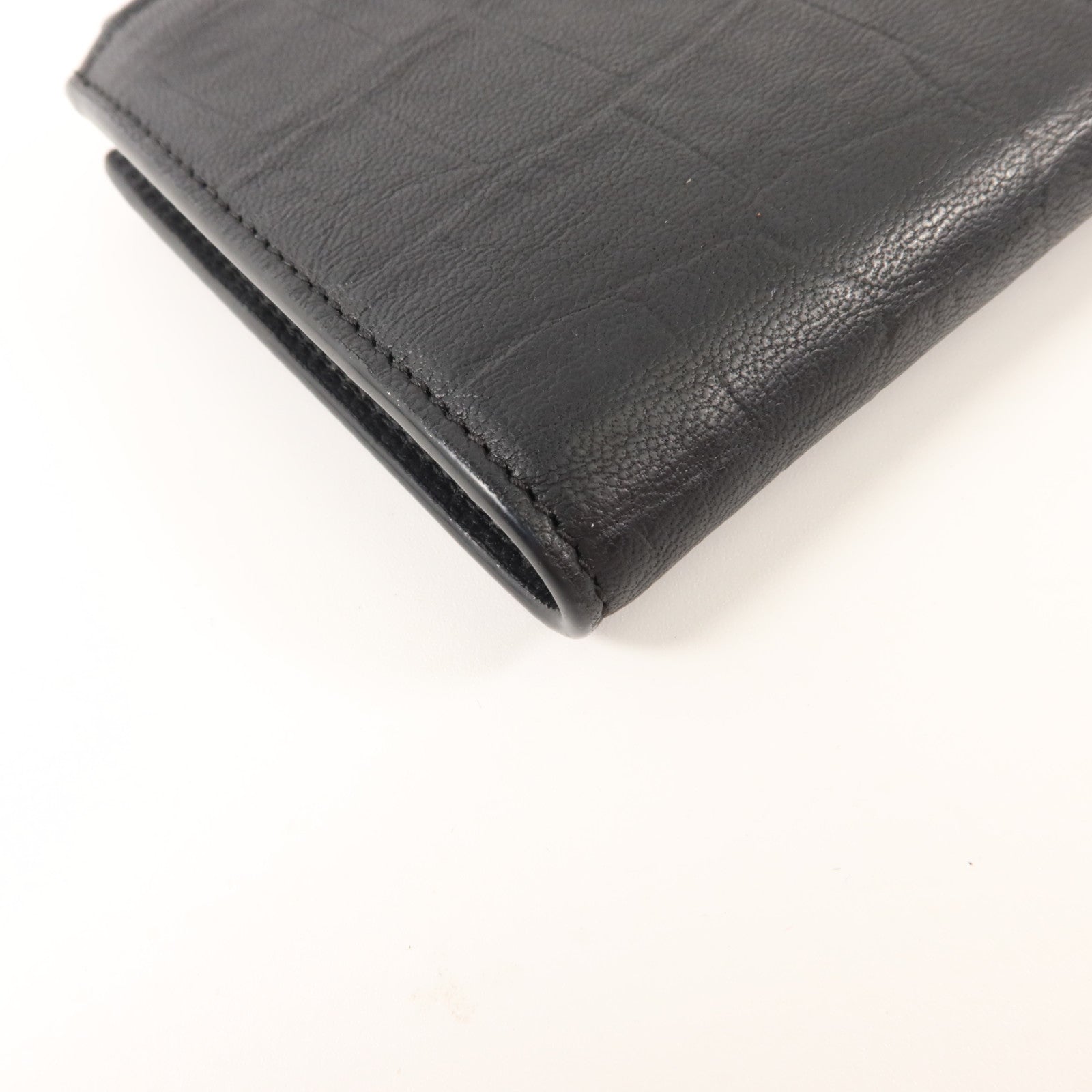 SAINT LAURENT 牛皮皮革Cassandre Crocodile-Embossed Wallet錢包