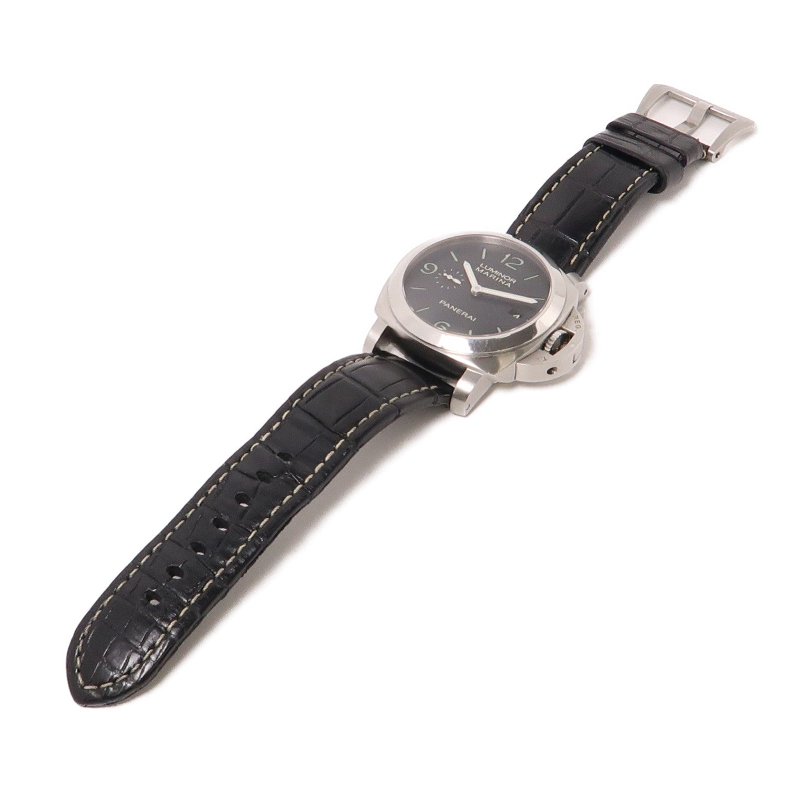 PANERAI Luminor Marina 1950不鏽鋼/皮革帶手錶自動機芯黑色