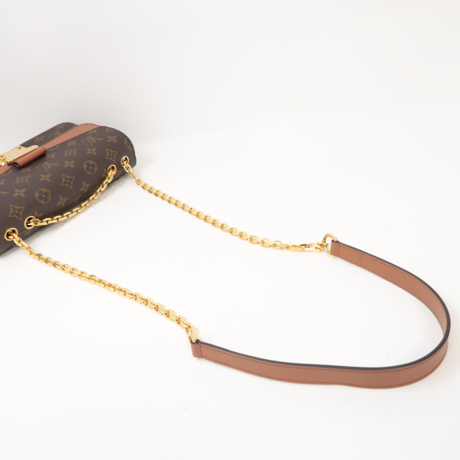 LOUIS VUITTON Monogram Marceau金扣鏈帶肩背袋棕色
