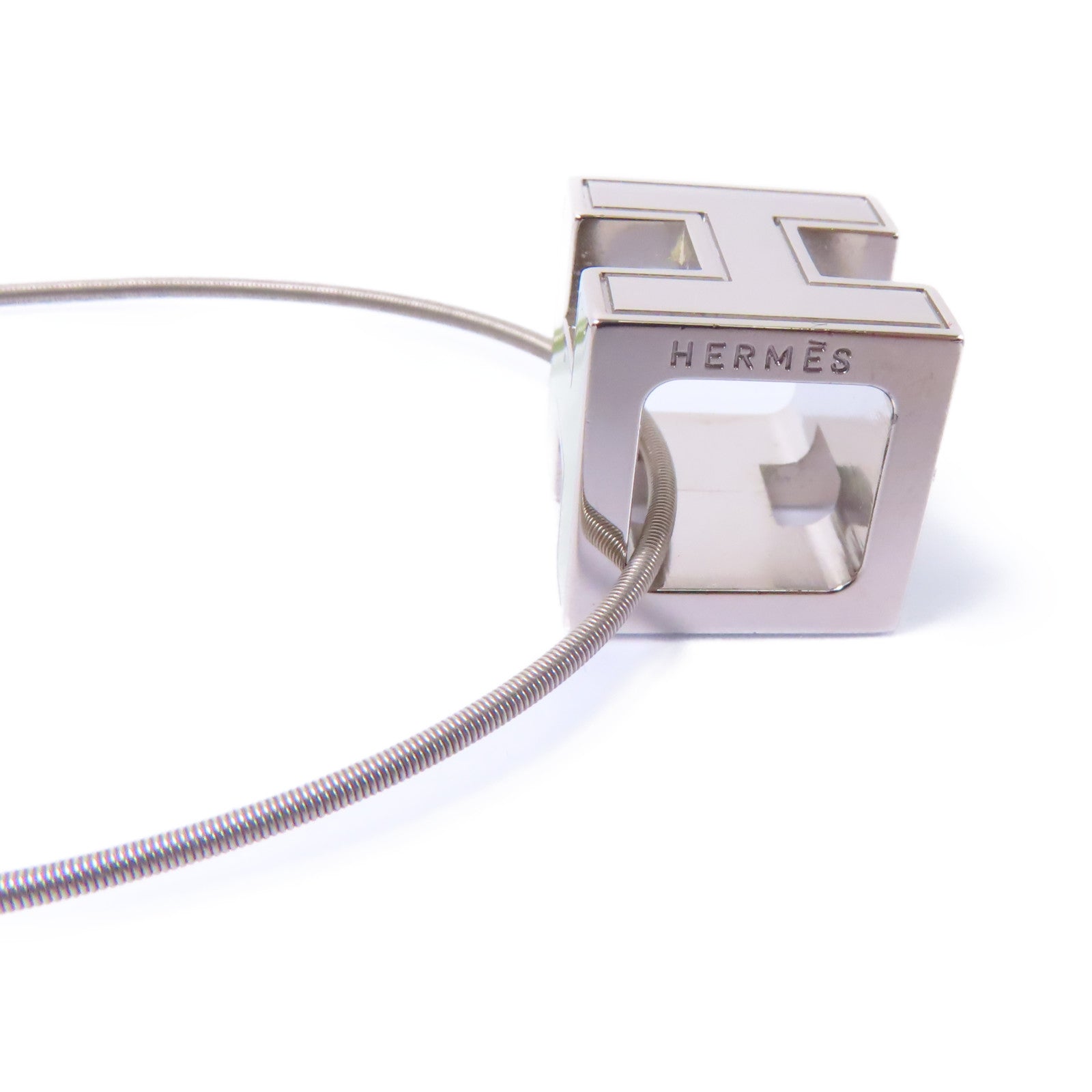 HERMES 金屬Cube d'H Necklace項鍊綠色/銀色